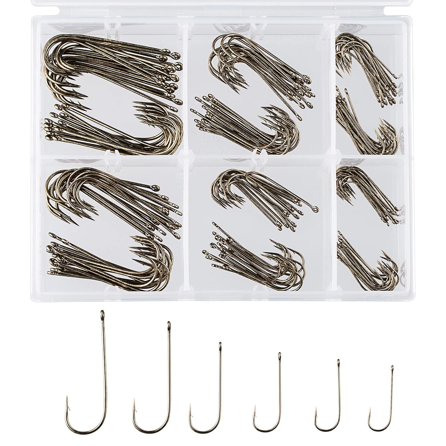 BASSDASH Saltwater Freshwater Hooks Assortment Pack, Octopus Offset Hooks and Aberdeen Hooks in Assorted Sizes, Tackle Box 180 pcs assorted Aberdeen