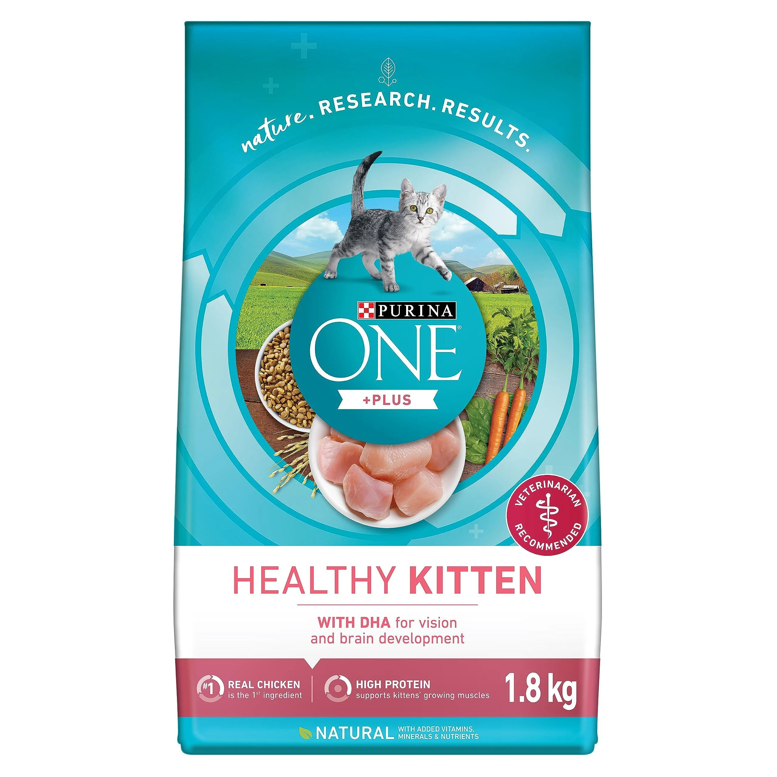 Purina ONE +Plus Dry Kitten Food Chicken - 1.8 kg Bag