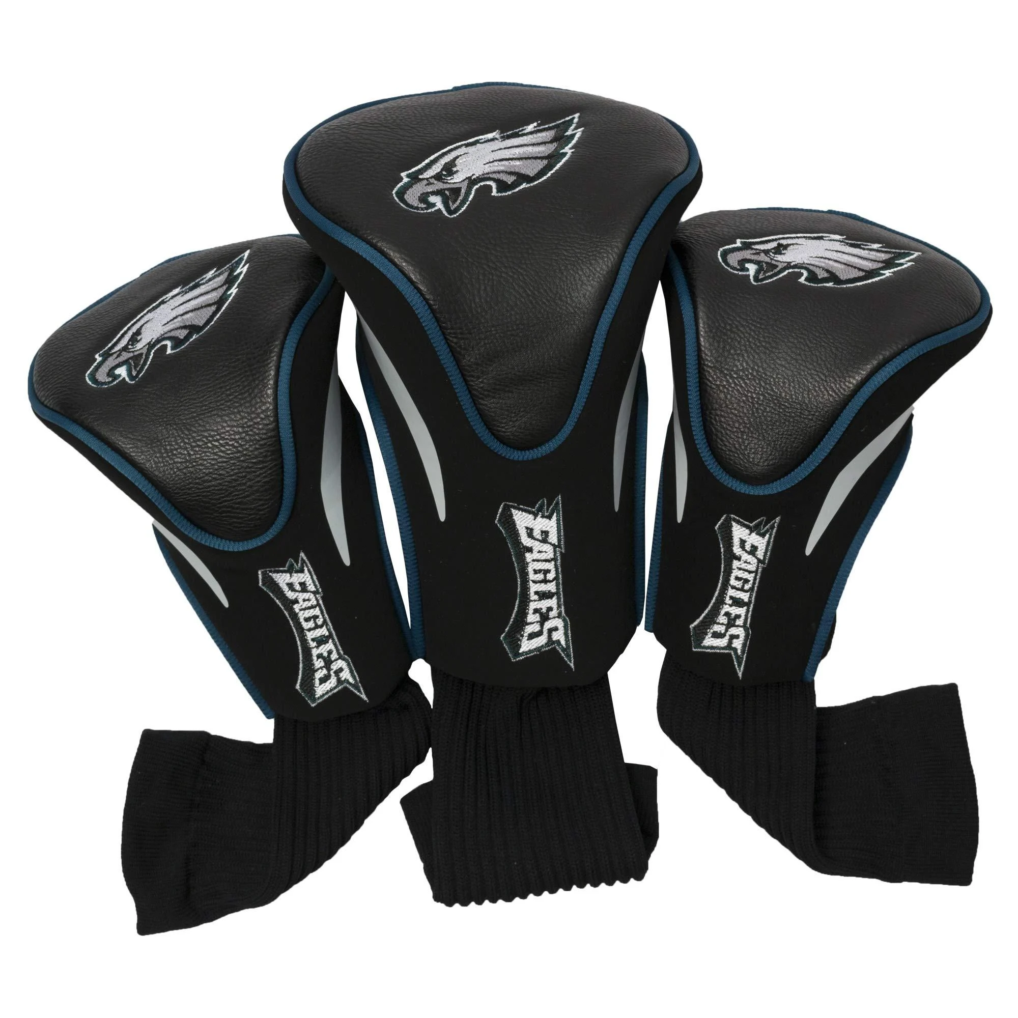 Team Golf NFL Contour Golf Club Headcovers (3 Count), Numbered 1, 3, & X, Fits Oversized Drivers, Utility, Rescue & Fairway Clubs, Velour Lined for Extra Club Protection Philadelphia Eagles One Size Multi Team Color