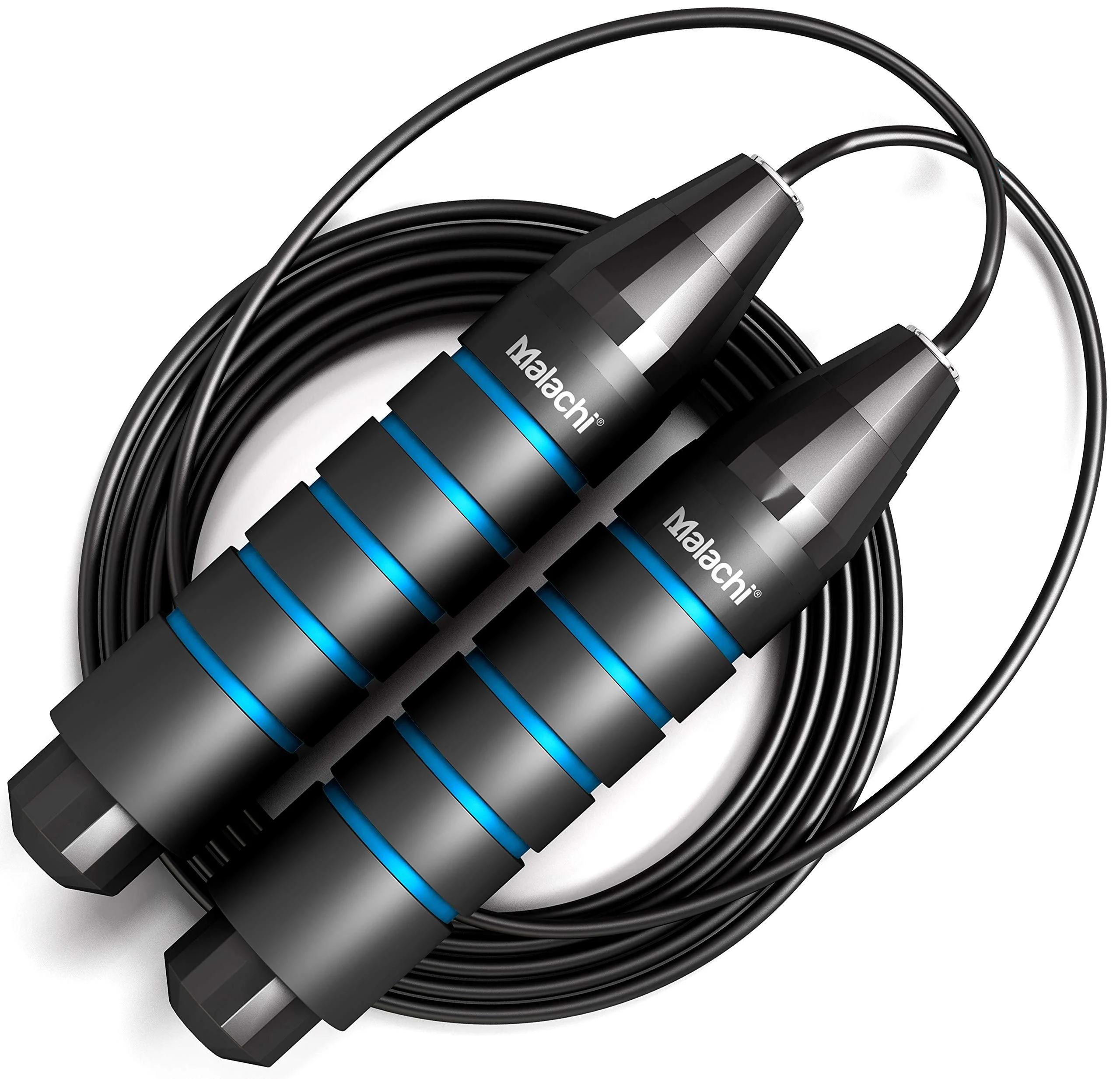 MALACHI Jump Rope,Tangle-Free Ball Bearing Speed Rope Cable Skipping Rope,Adjustable Jumping Rope Workout with Memory Foam Handles for Women Men Kids Blue