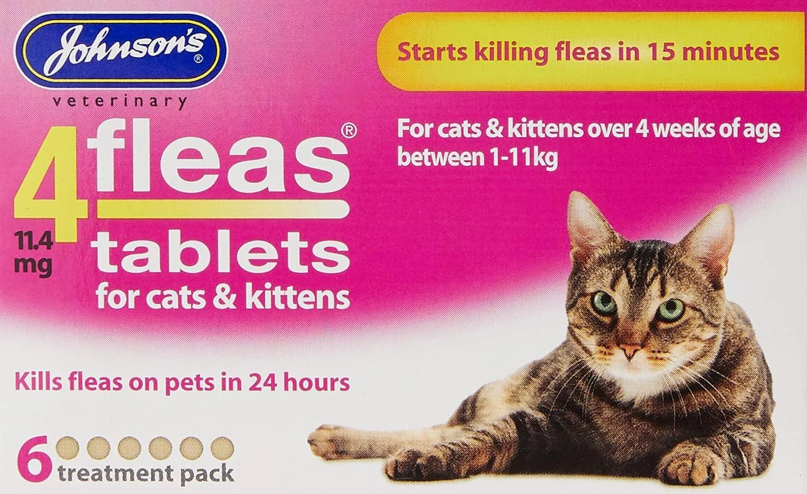 Johnsons 4Fleas Tablets for Cats and Kittens 6 Treatment Pack 14D083 Single