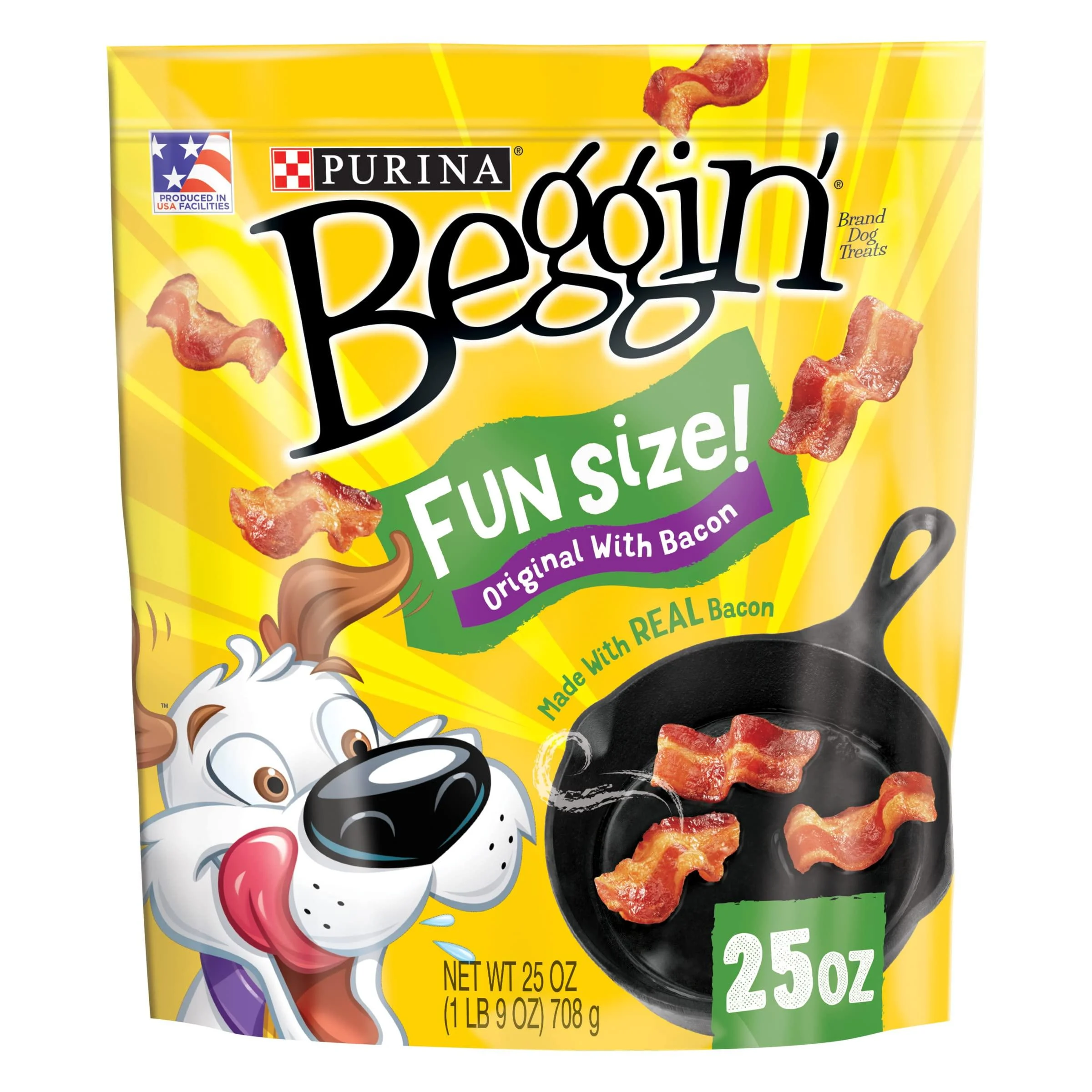 PURINA Beggin' Fun Size Bacon Flavor Adult Dog Treats - Made in USA Facilities Adult Dog Training Snacks Fun Size Bacon 25 oz. Pouch
