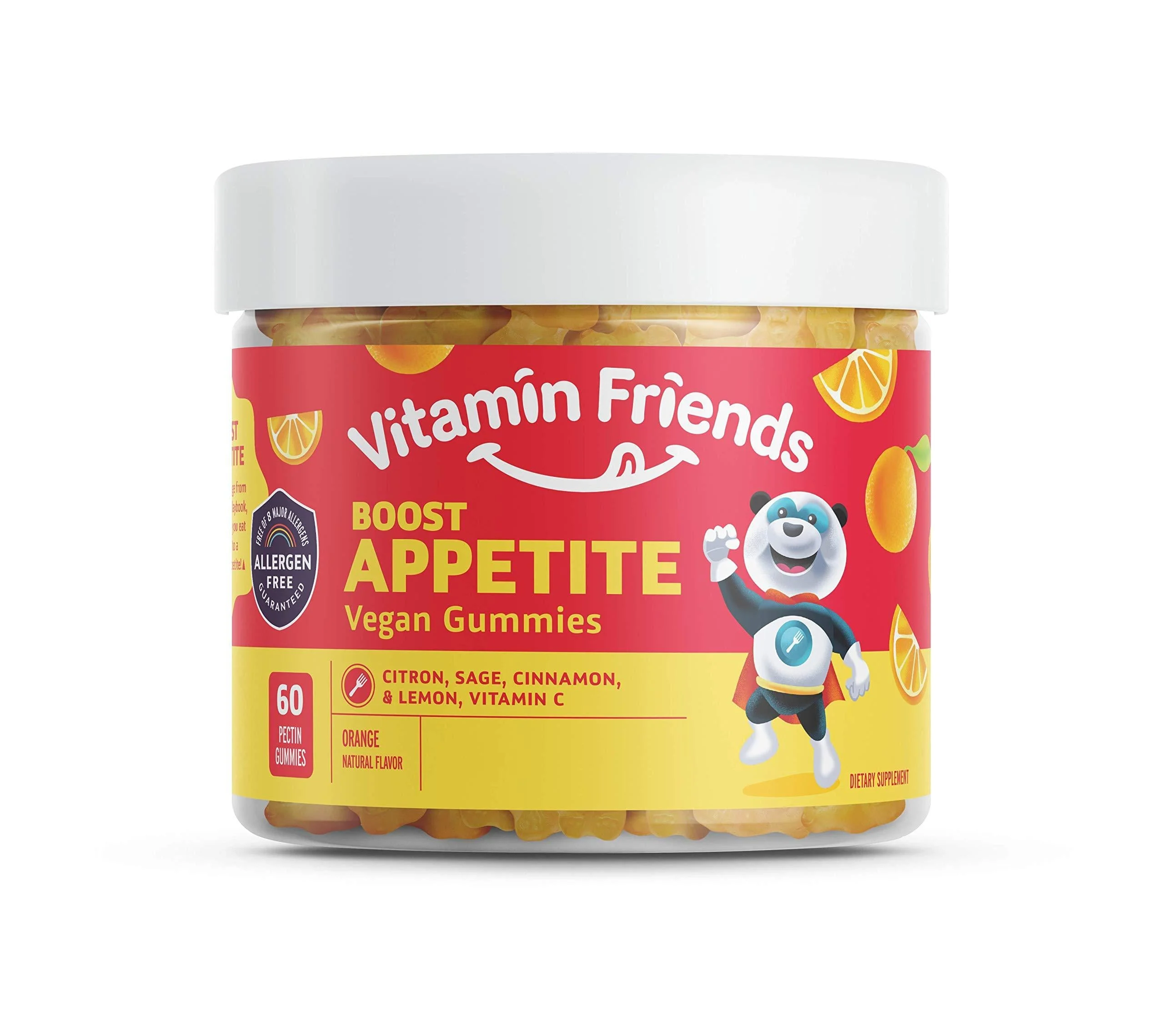 Vitamin Friends All Natural Vegan Childrens Appetite Stimulant and Weight Gainer with Boost Appetite Gummies 1 Pack 60 Count Orange Flavor Vitamin