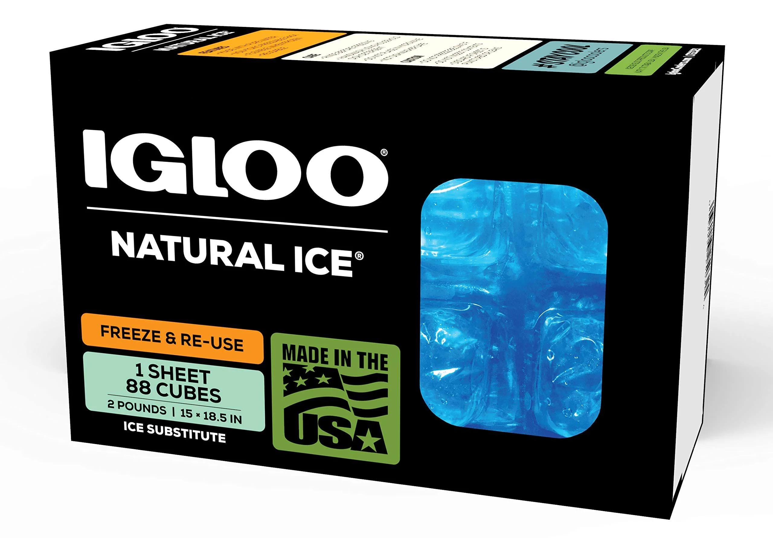 Igloo Maxcold Natural Ice Sheet 88 Cube, 15 x 18.5 Inches, Blue Blue 88 Cube