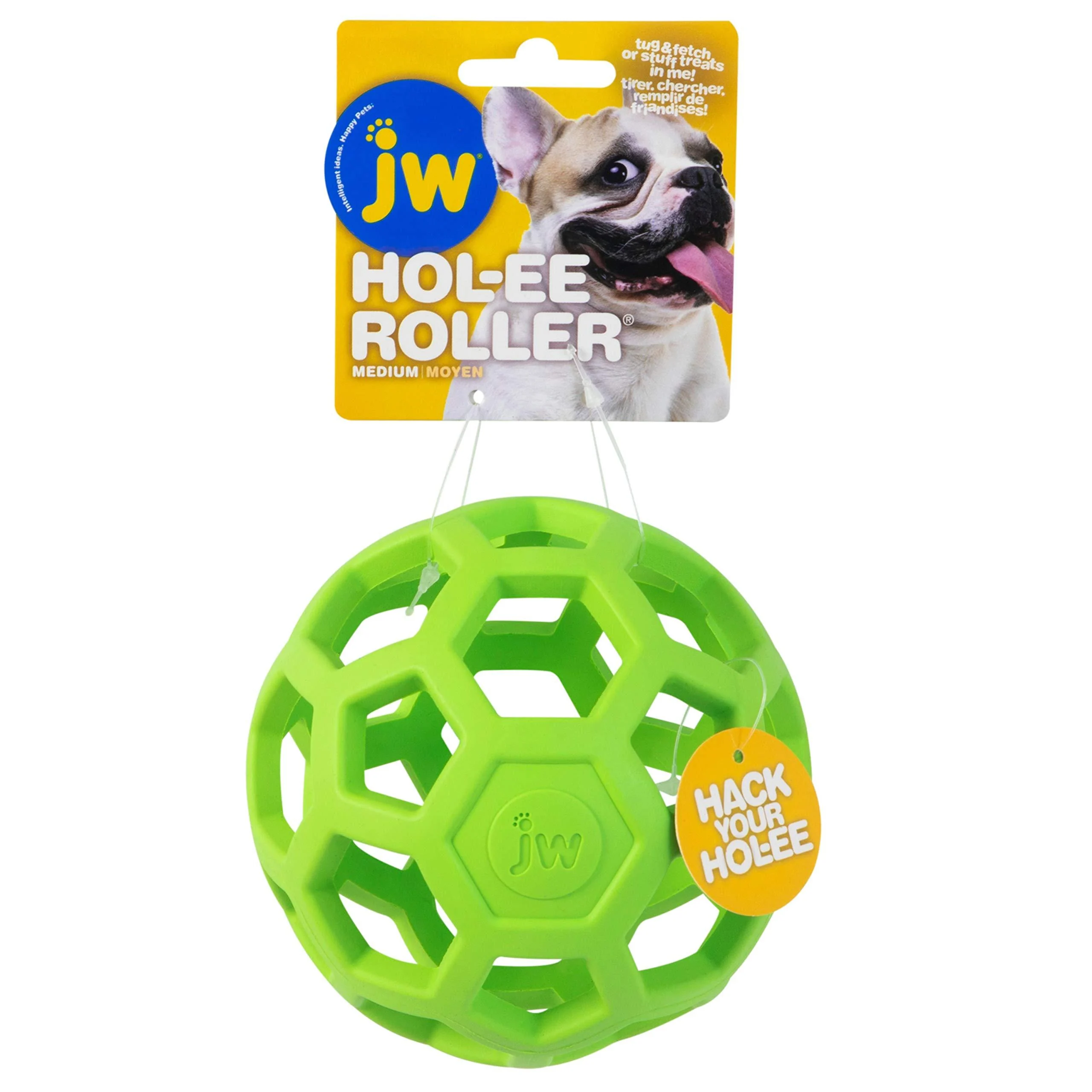 JW HOL-ee Roller Dog Fetch Treat Dispenser Puzzle Ball Medium Roller