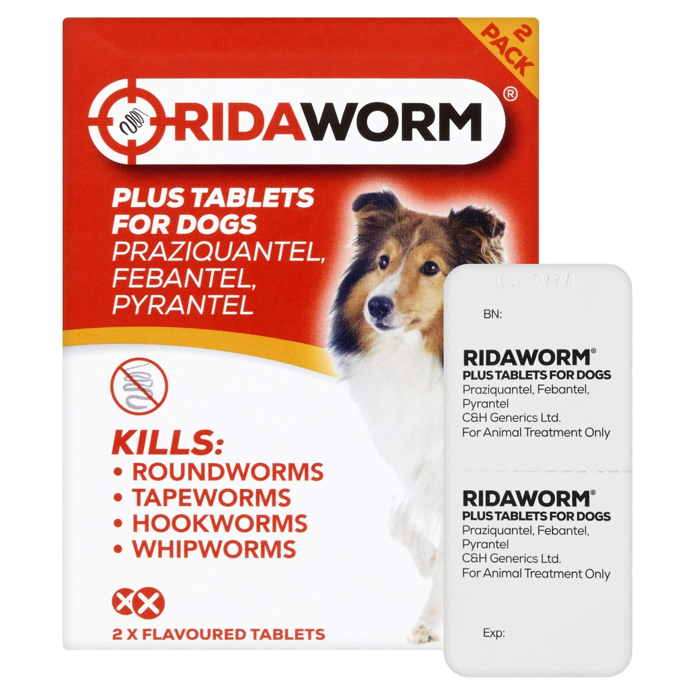 Ridaworm Dog Tablets One Size Pack of 2