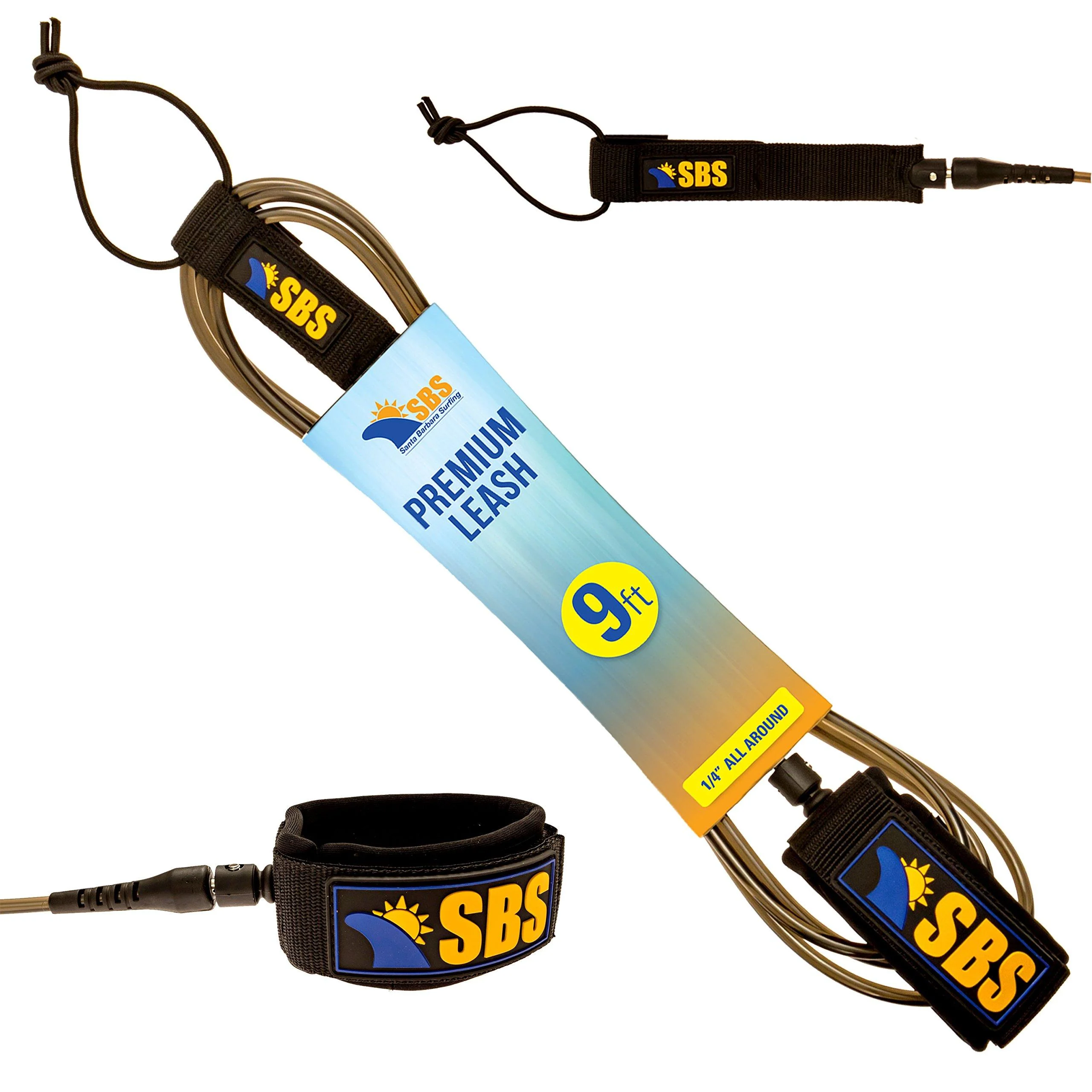 SBS 9ft Surf Leash for Longboard & Paddleboard - Santa Barbara Surfing