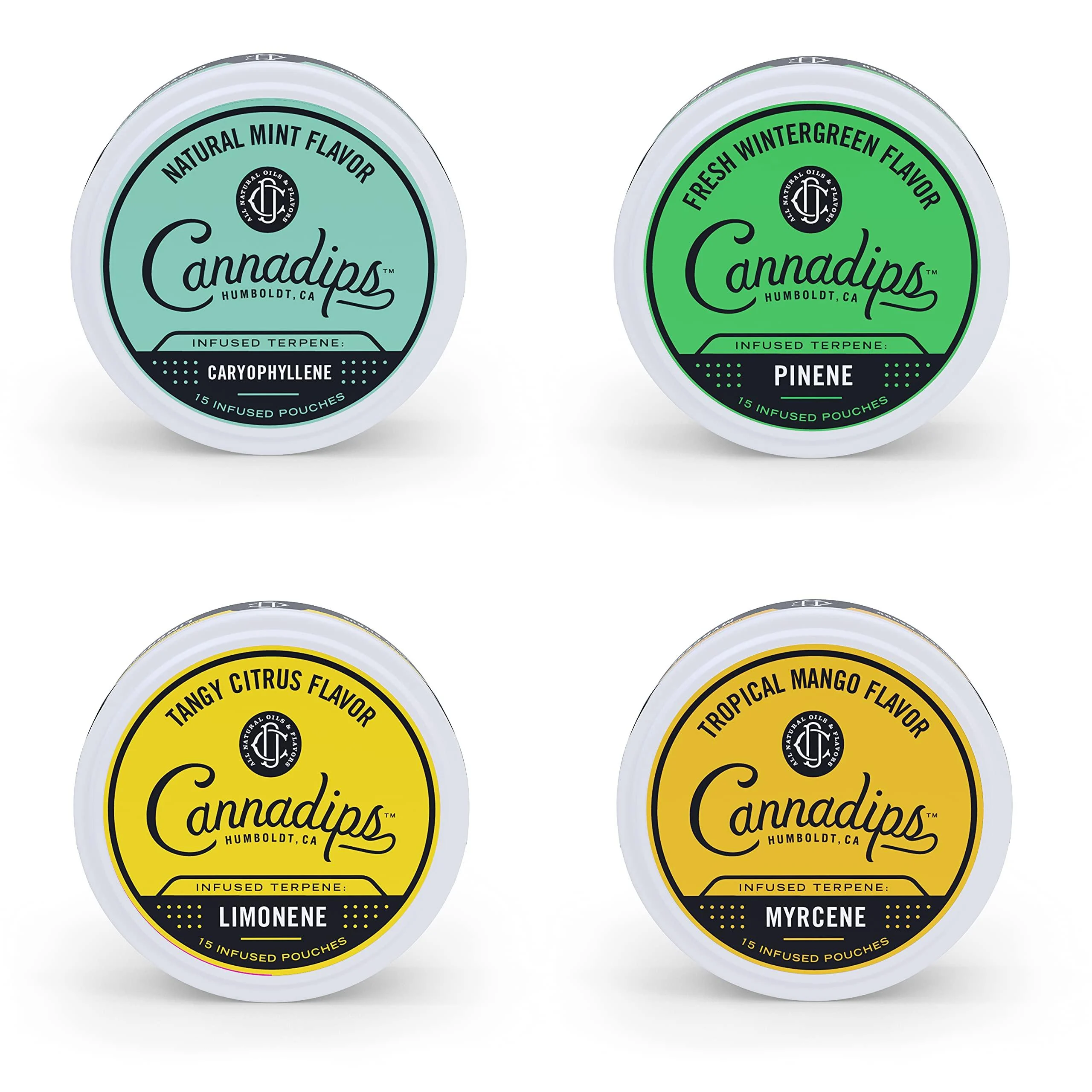 Cannadips Terpene Infused Nicotine-Free Dip Pouches | 4-Can Pack | Made In USA (Variety Pack)