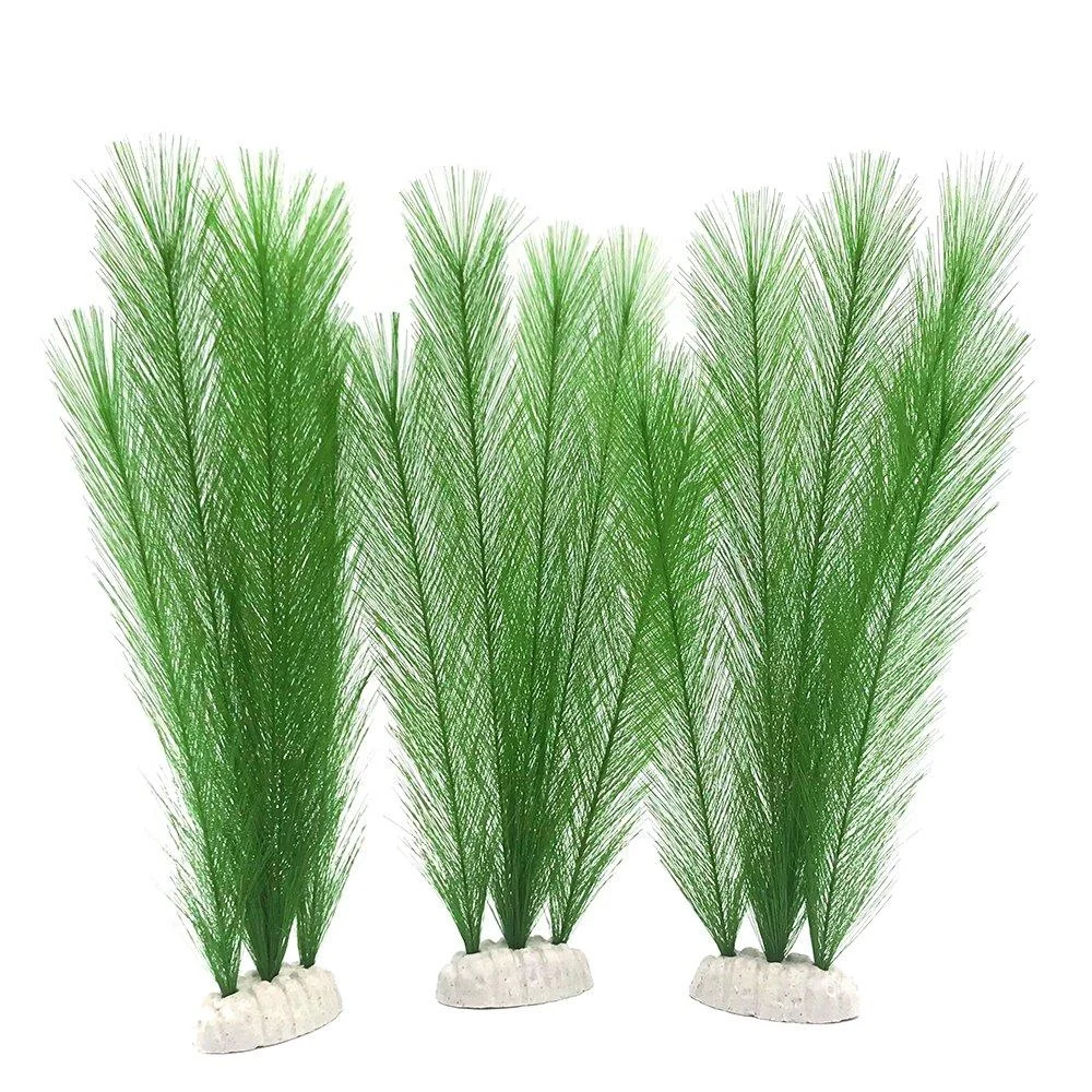 BEGONDIS Aquarium Decorations 3Pcs Fish Tank Artificial Green Water Plants Made of Silk Fabrics Plastic 11" * 3 Pcs, Green