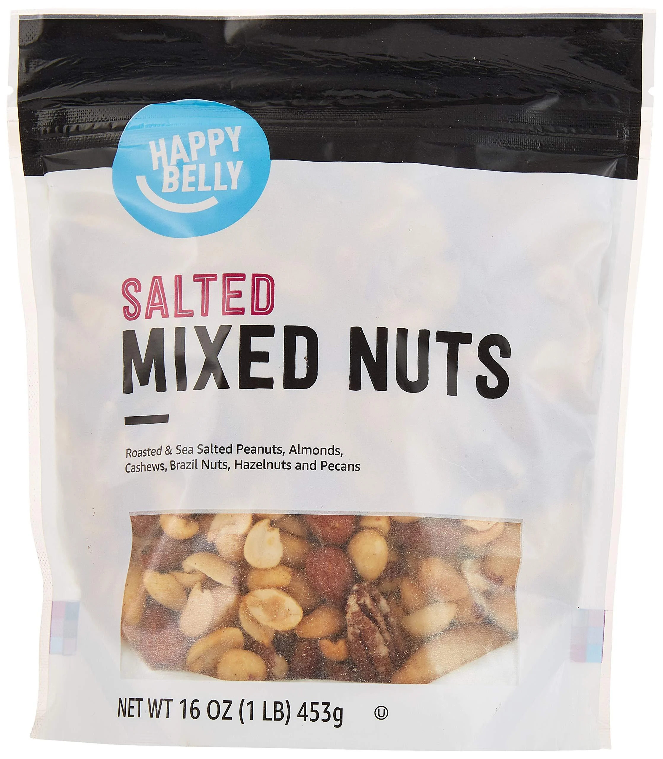 Amazon Brand - Happy Belly Salted Mixed Nuts with Peanuts, 16 Ounce 1 Pound (Pack of 1)