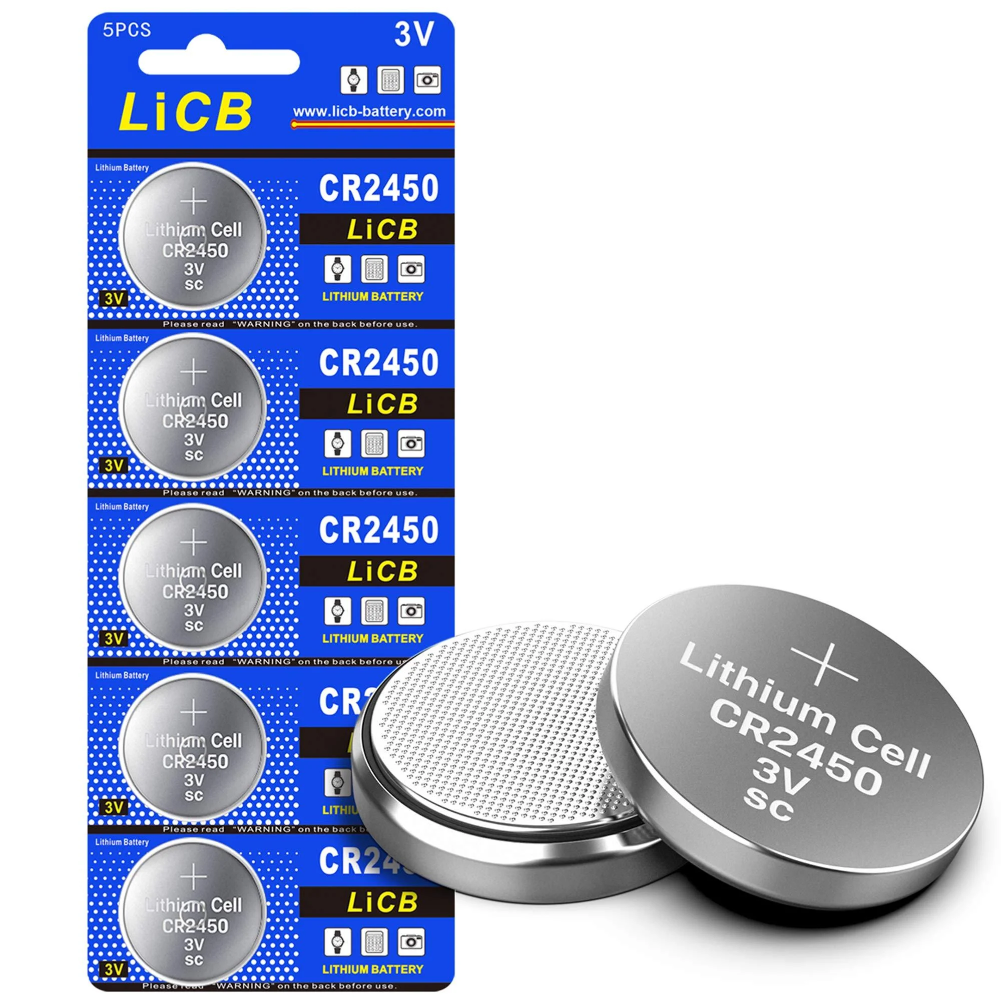 LiCB CR2450 3V Lithium Battery Long-Lasting Batteries 5 Batteries