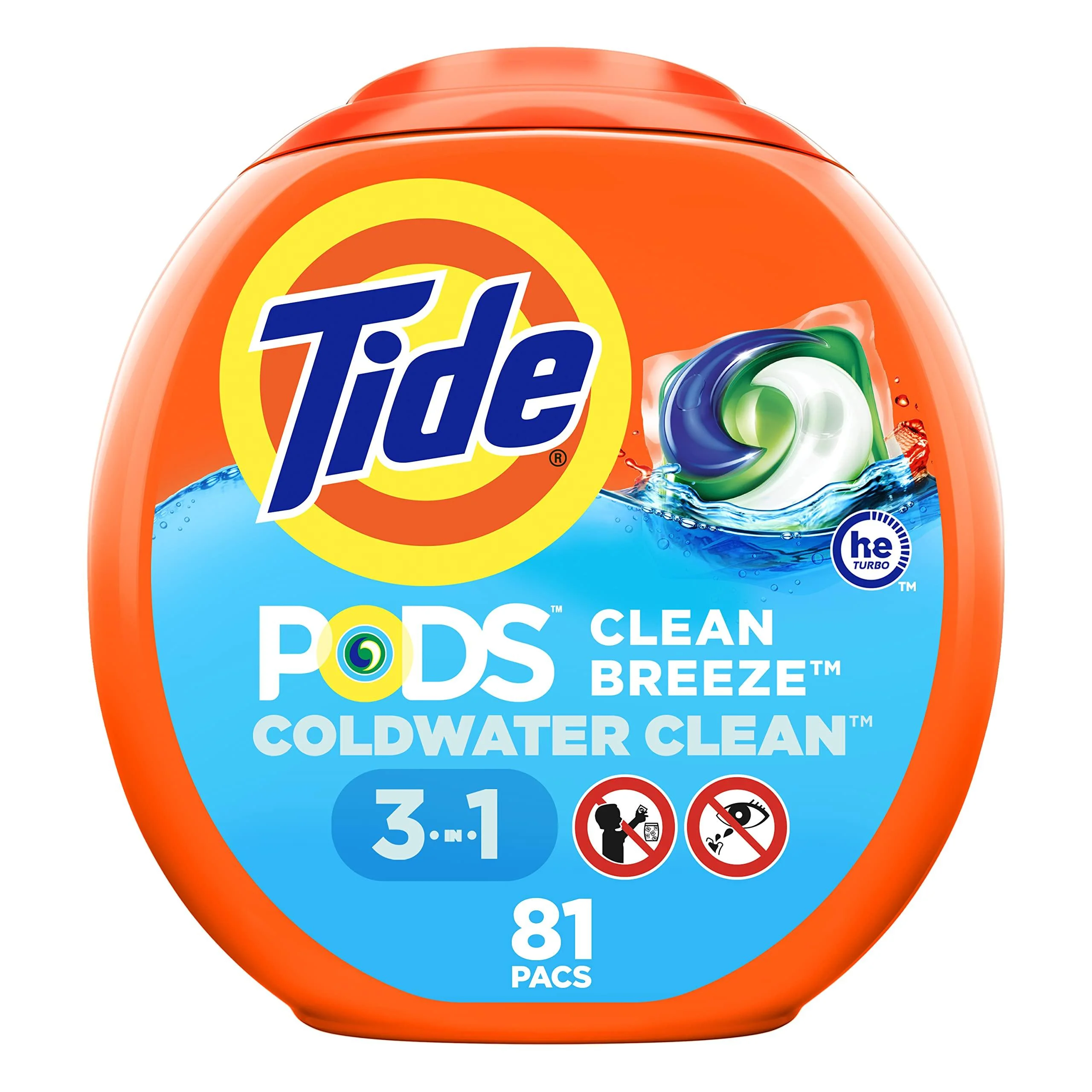 Tide PODS Laundry Detergent Soap PODS High Efficiency (HE) Clean Breeze 81 count Laundry Detergent PODs 81 count