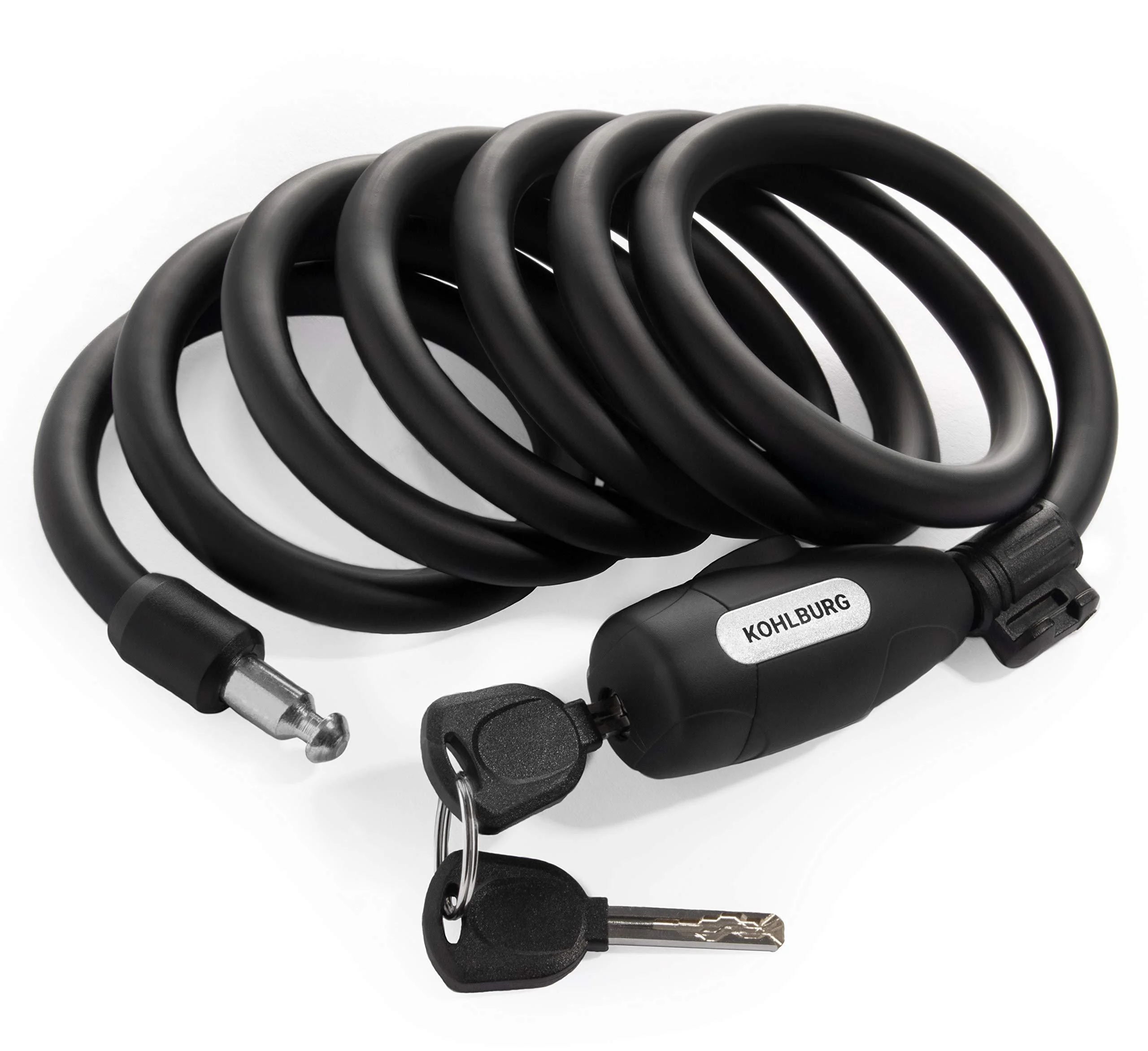 Kohlburg cable lock 200 cm long - simply without a key can be locked - lock for bicycle with bracket - spiral lock with 3 keys as a bicycle lock & stroller lock