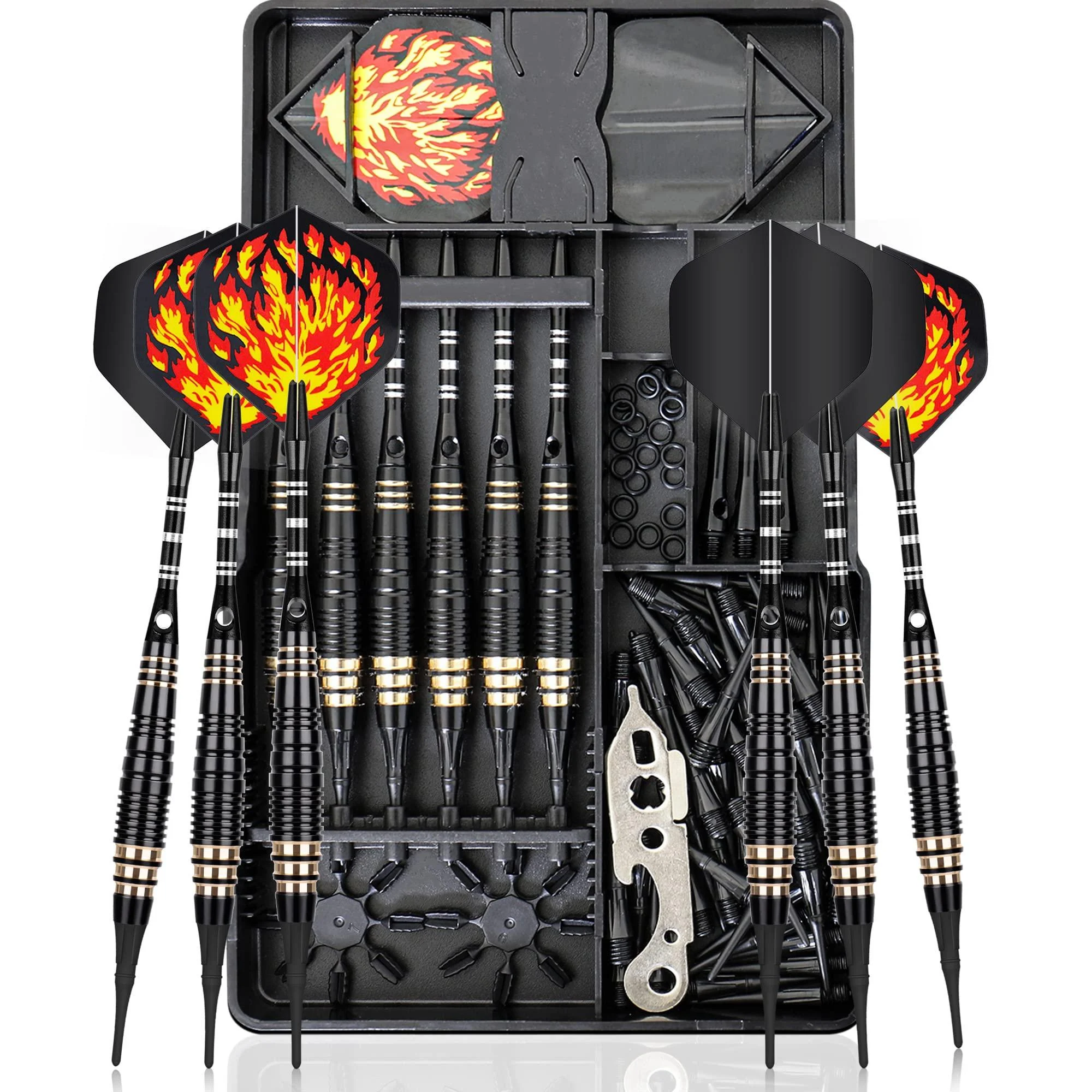 CareGames Soft Tip Darts 16g with Carry case Black/Blue/Green/Pink