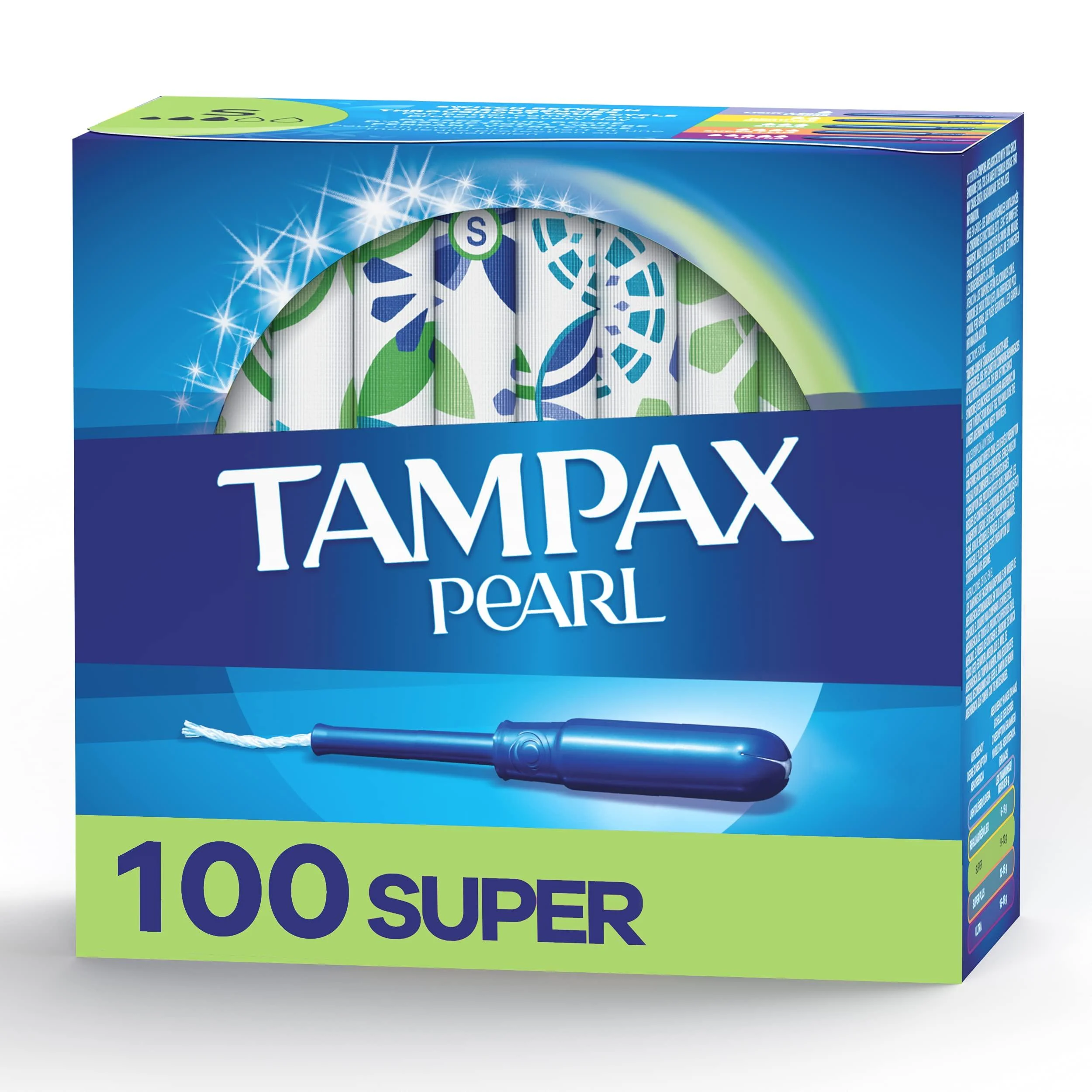 Tampax Pearl Tampons Super AbsorbencyWith Leakguard Braid Unscented 50 Count X 2 Packs (100 Count Total) NEW