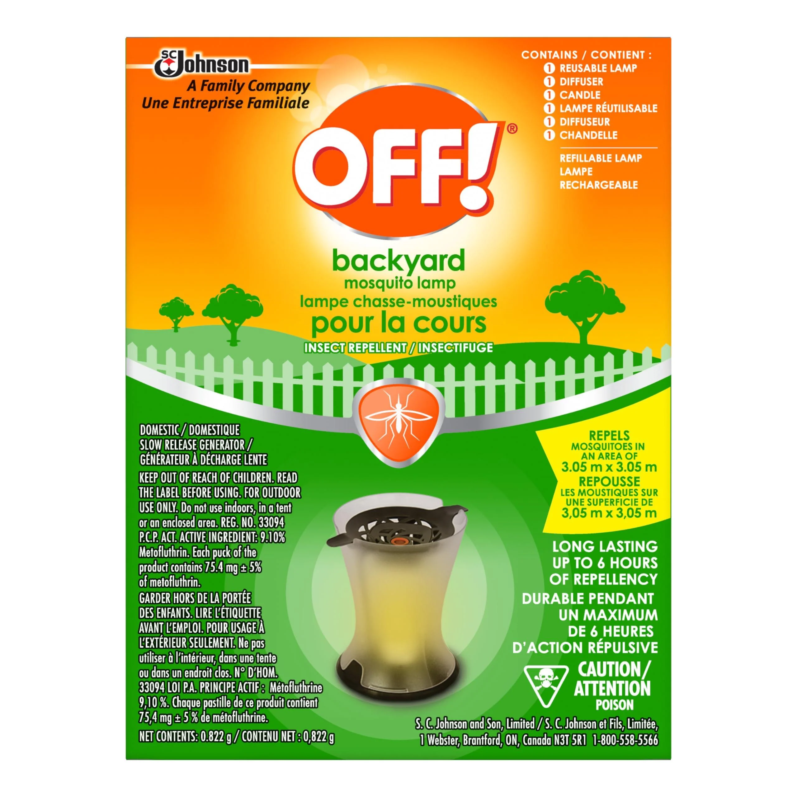 OFF! Backyard Mosquito Repellent Lamp Ideal for Camping and Outdoors Up to 6 Hours of Protection 1 Lamp and 1 Diffuser