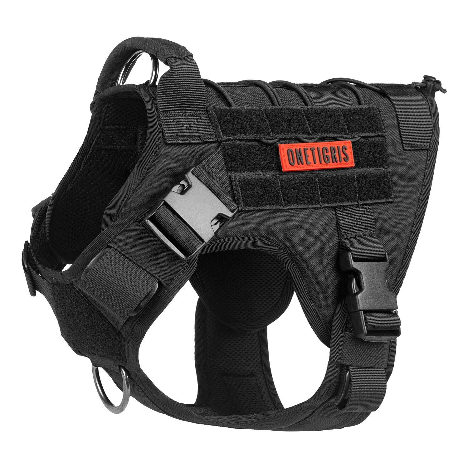 Tactical Dog Harness Vest Military Dog Harness for Large Medium Dogs No-Pull Service Dog Vest with Hook & Loop Panels Adjustable Dog Vest Harness for Walking Hiking Training(Black Medium) M Black