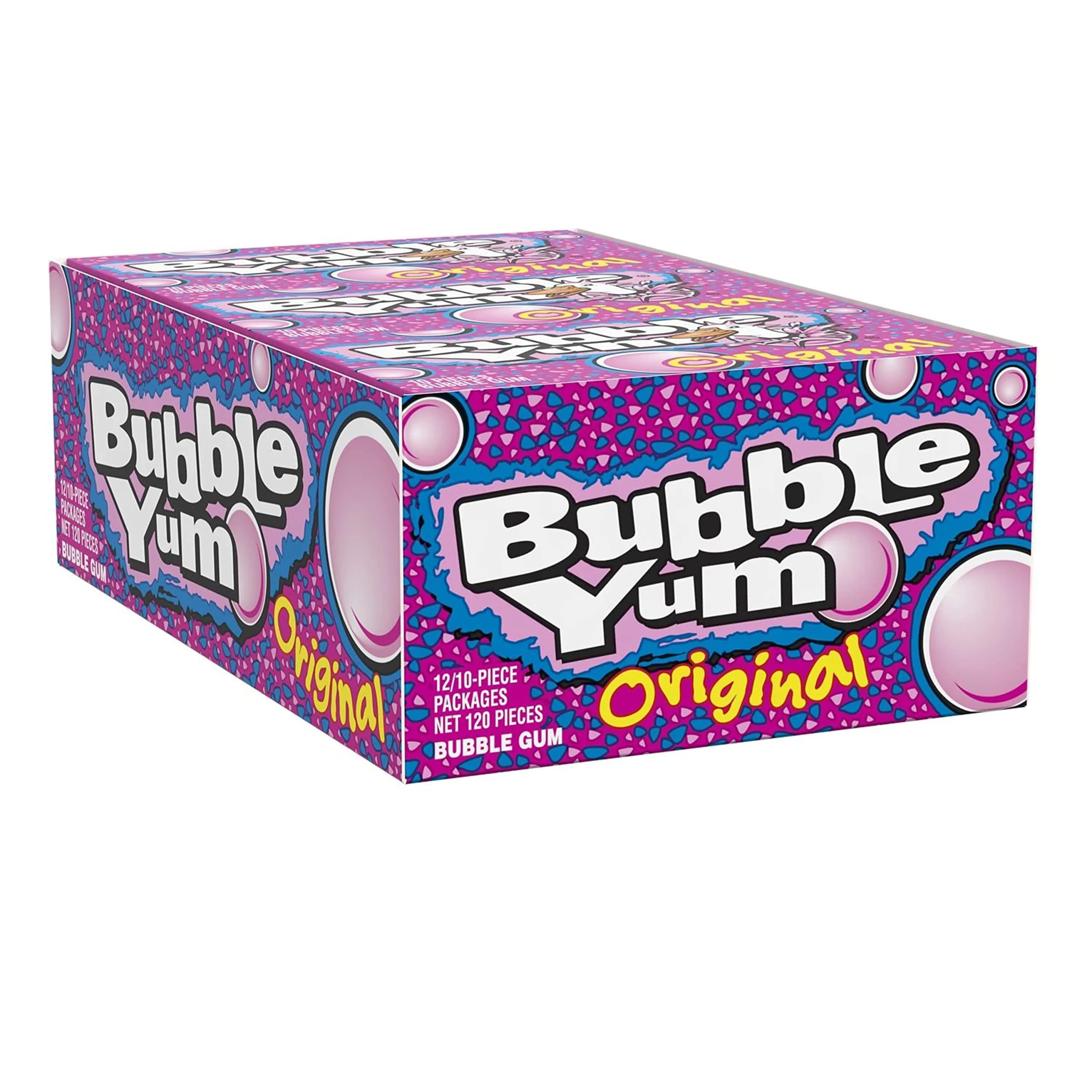 BUBBLE YUM Original Flavor Bubble Gum, 2.82 Oz(Pack of 12/10 pcs) Original 10 Piece, Pack of 12