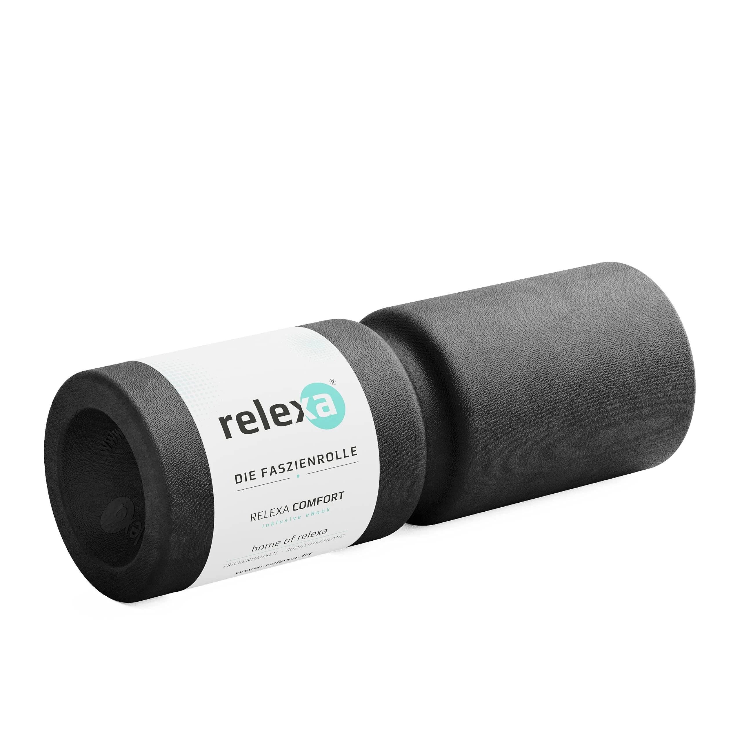 Relexa Comfort Fascia roll massage device with circulatory groove for the spine full-body self-massage for tension including fascia-book 38 x 13 cm (L x ) in various colors black