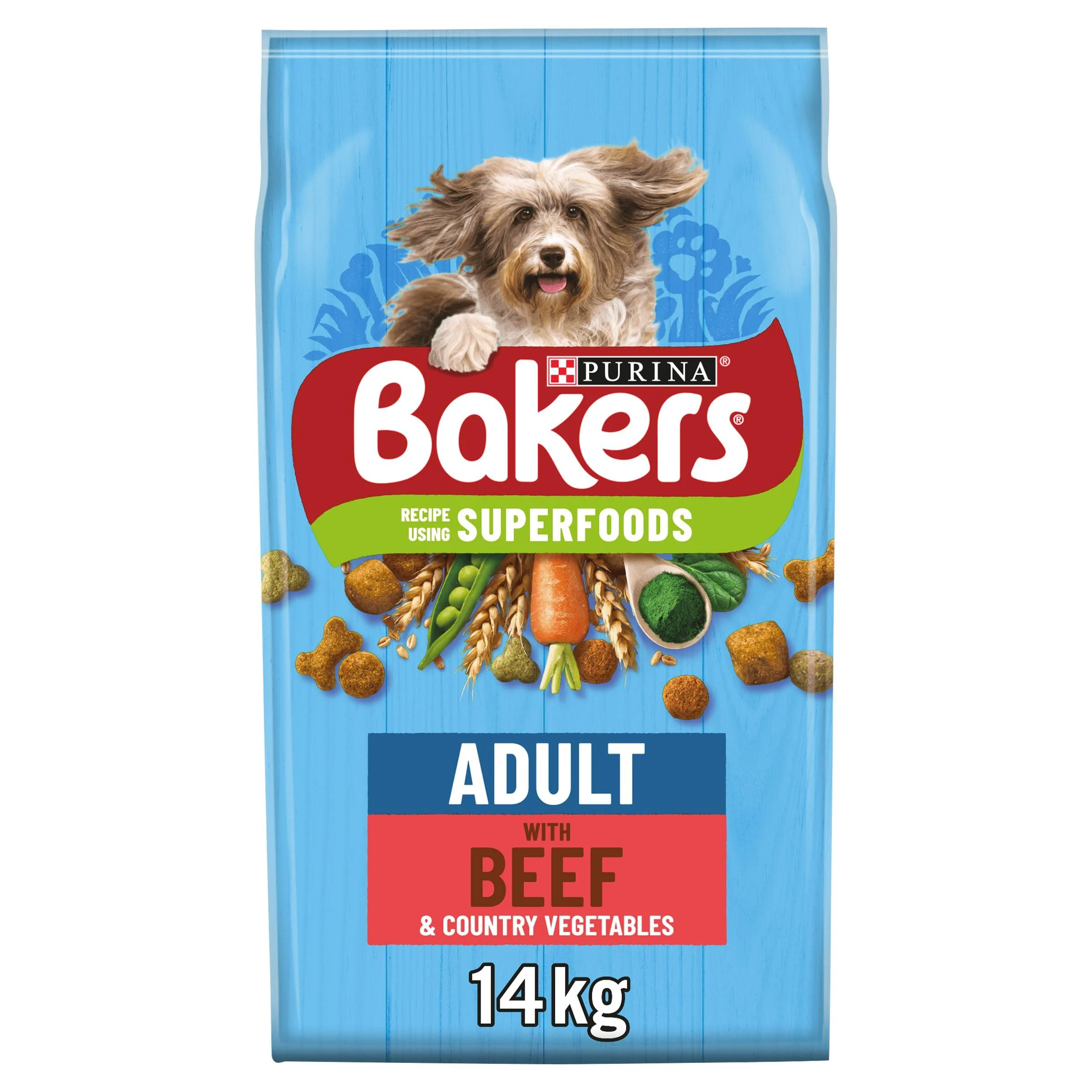 Bakers Adult Dry Dog Food Beef & Veg 14kg Beef 14 kg (Pack of 1)