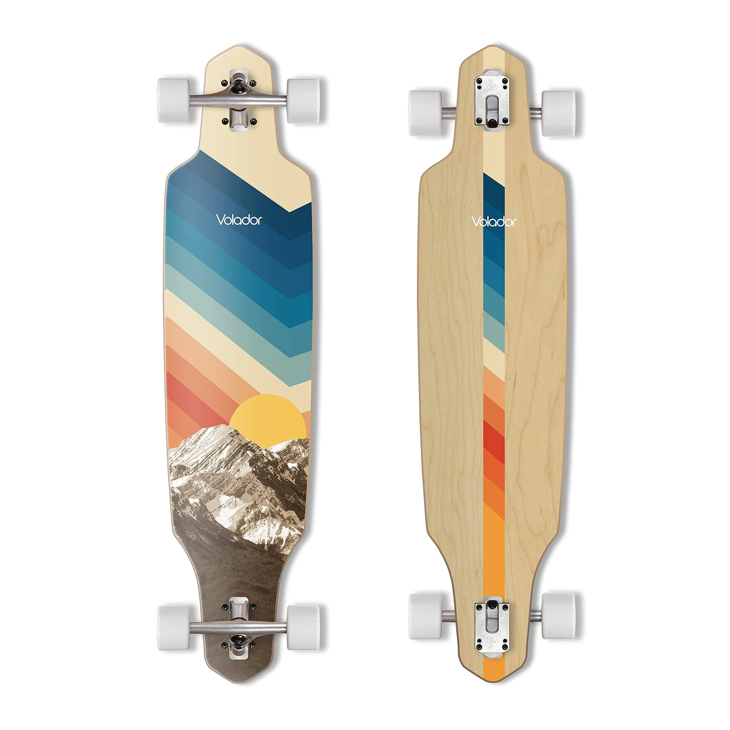 VOLADOR Freeride Longboard Cruiser | Maple Wood Deck| Drop Through Longboard Complete Rocky