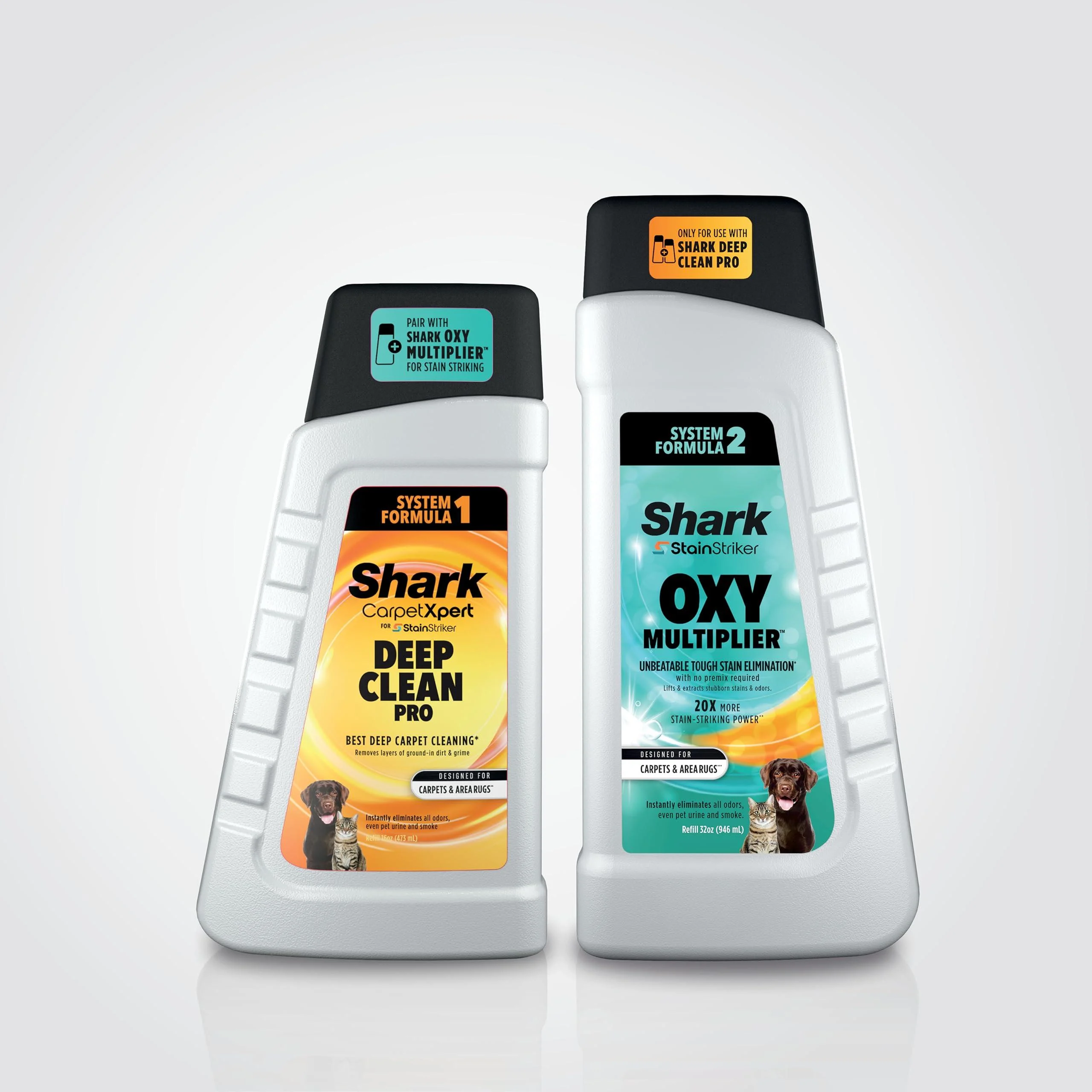 Shark PXCMBUNDLE StainStriker Complete Bundle for Shark StainStriker portable cleaners for carpets & area rugs eliminates pet messes and odors 32oz OXY Multiplier and 16oz Deep Clean Pro