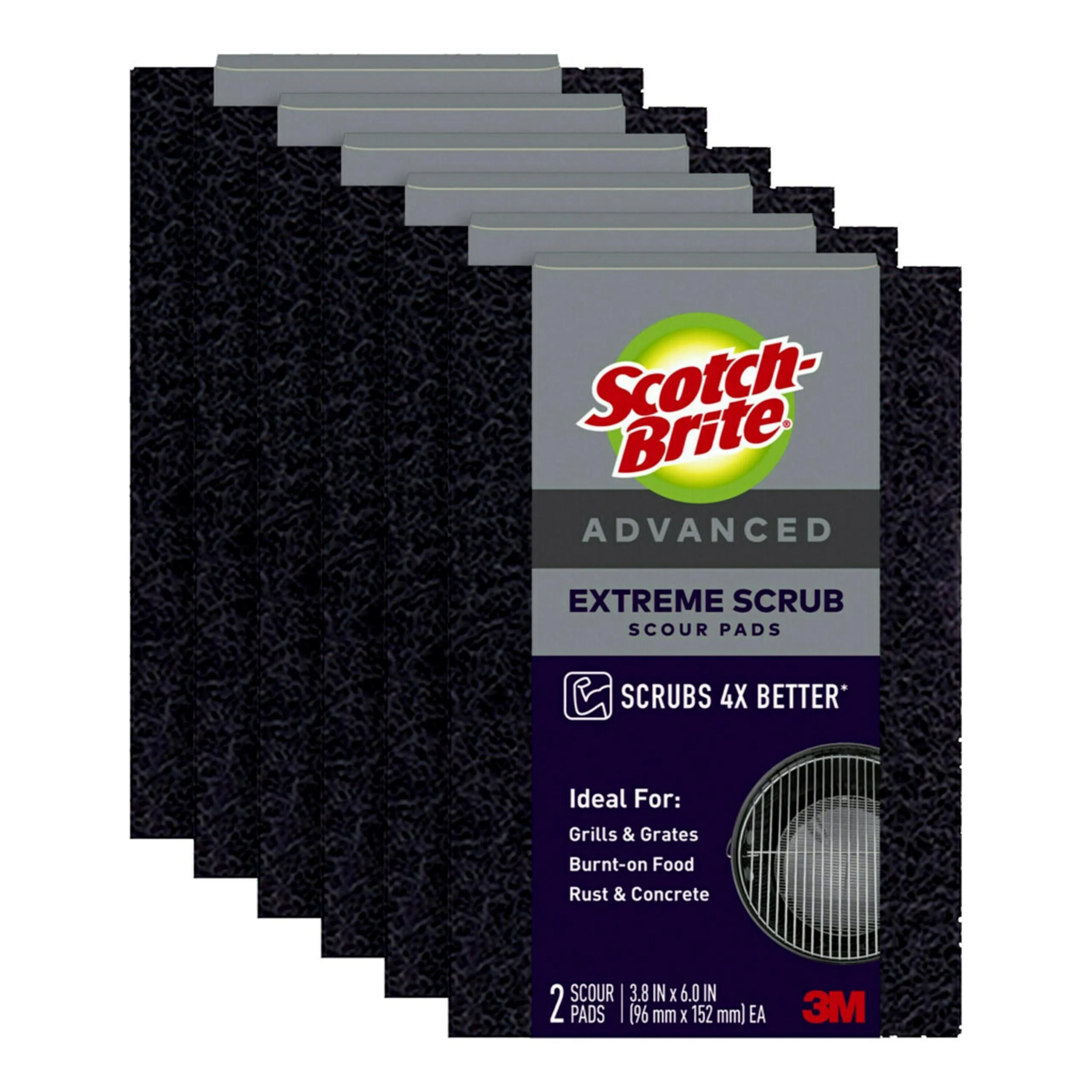 Scotch-Brite Advanced Extreme Scrub Ideal for Grills and Grates 12 Scour Pads Purple