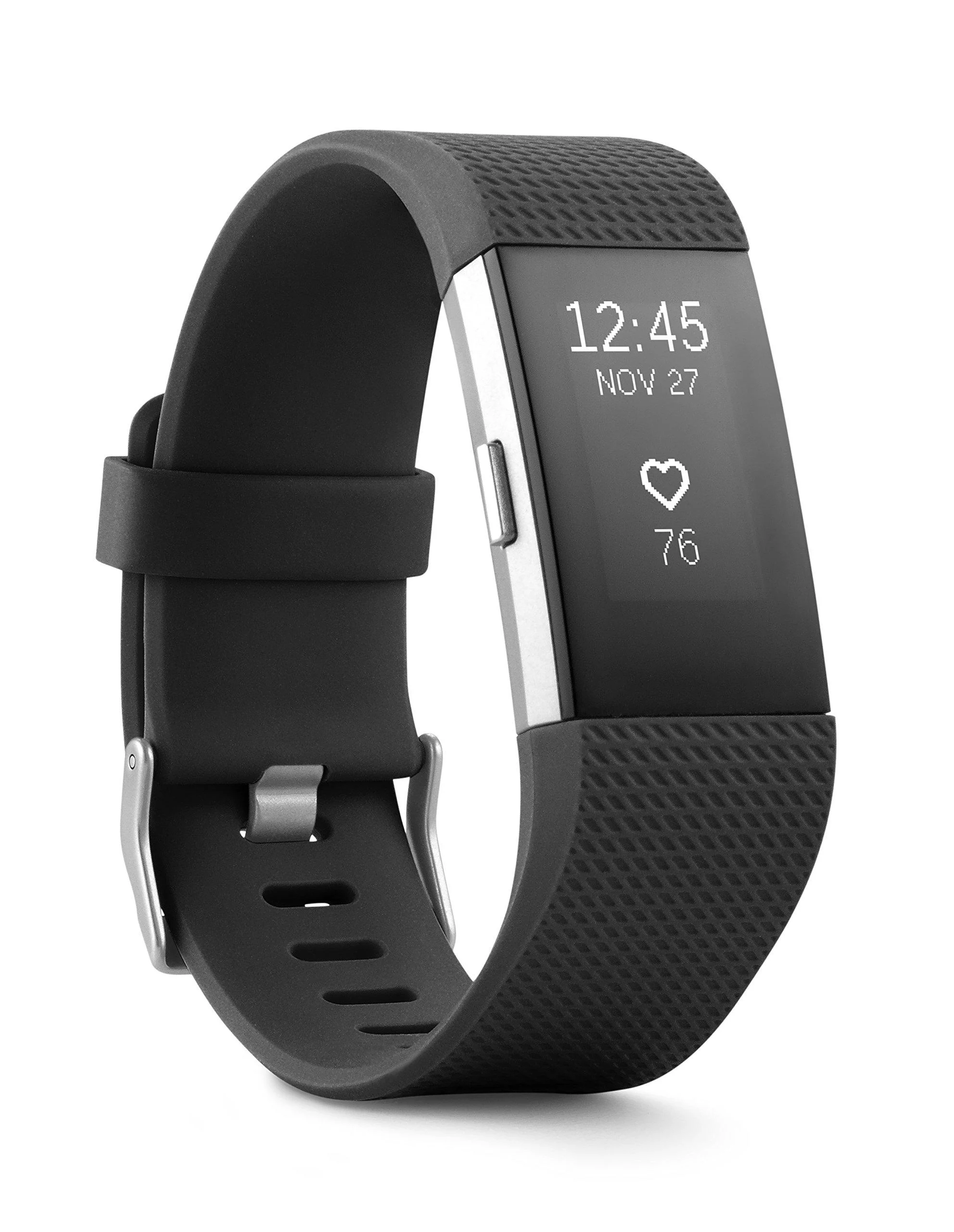 Fitbit Charge 2 Heart Rate + Fitness Wristband, Black, Large (US Version), 1 Count Black Large (Pack of 1)