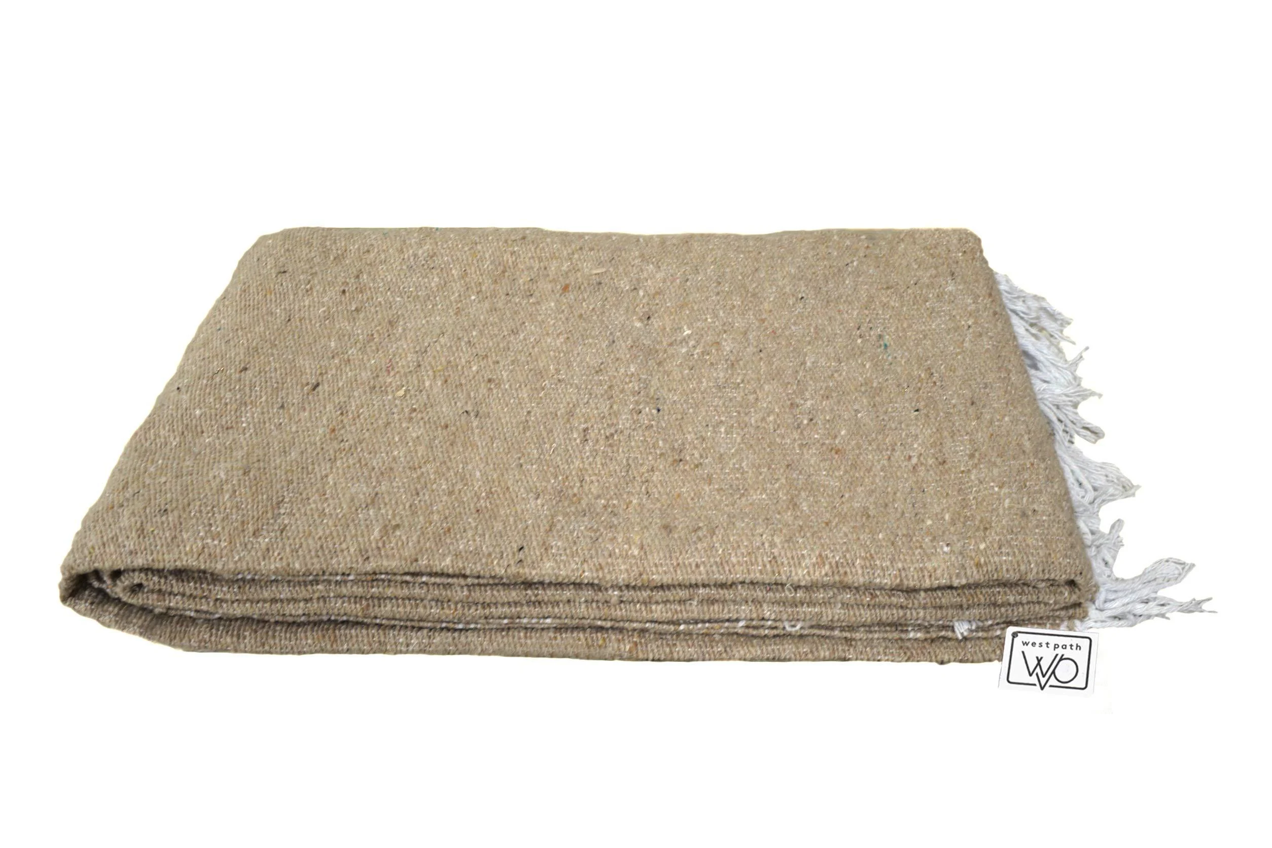Open Road Goods Handmade Solid Color Yoga Blanket - Thick Mexican Blanket or Throw - Made for Yoga! Tan Blanket