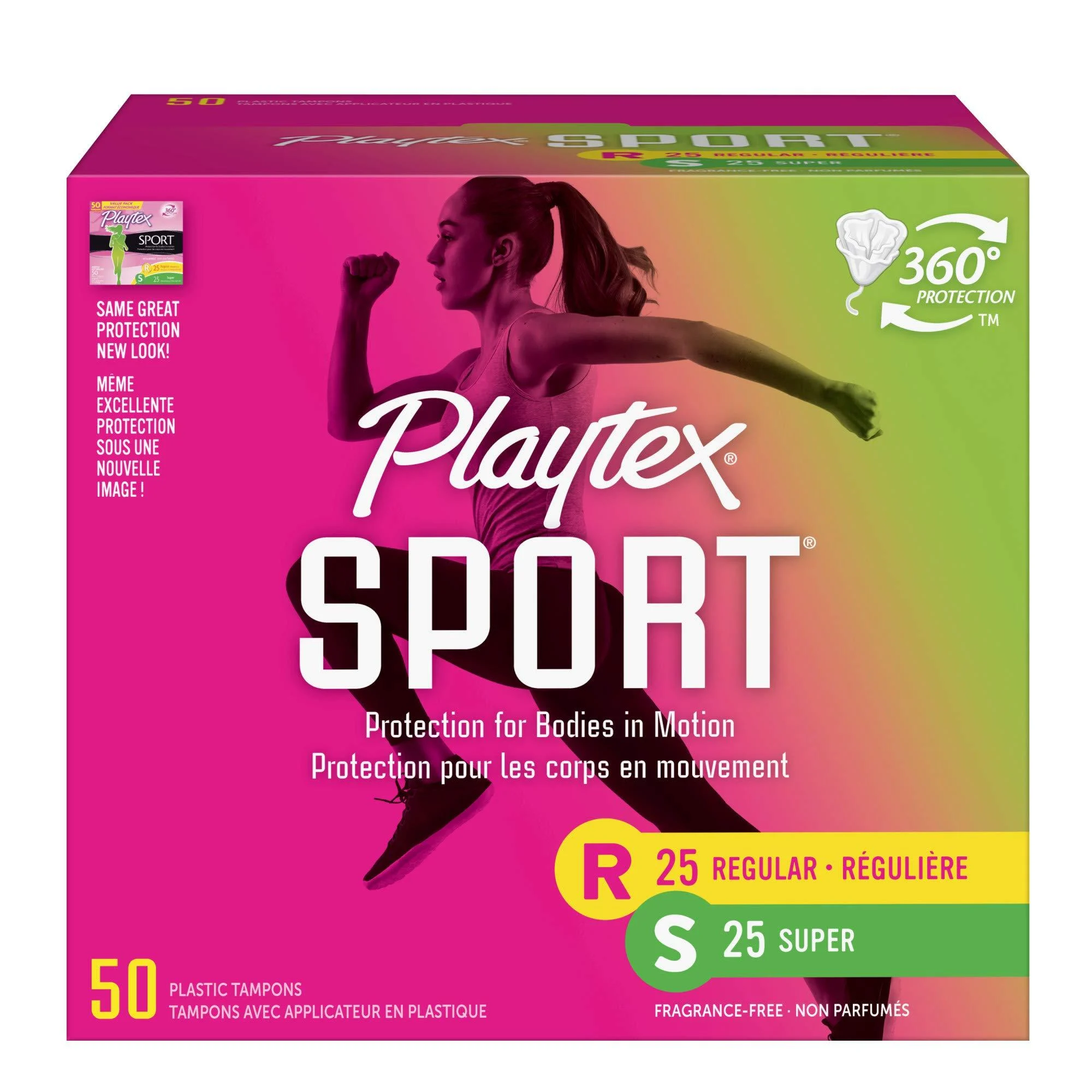 Playtex Sport Tampons with Flex-Fit Technology, Regular & Super Multi Pack, Unscented - 50Count 50 Count (Pack of 1)