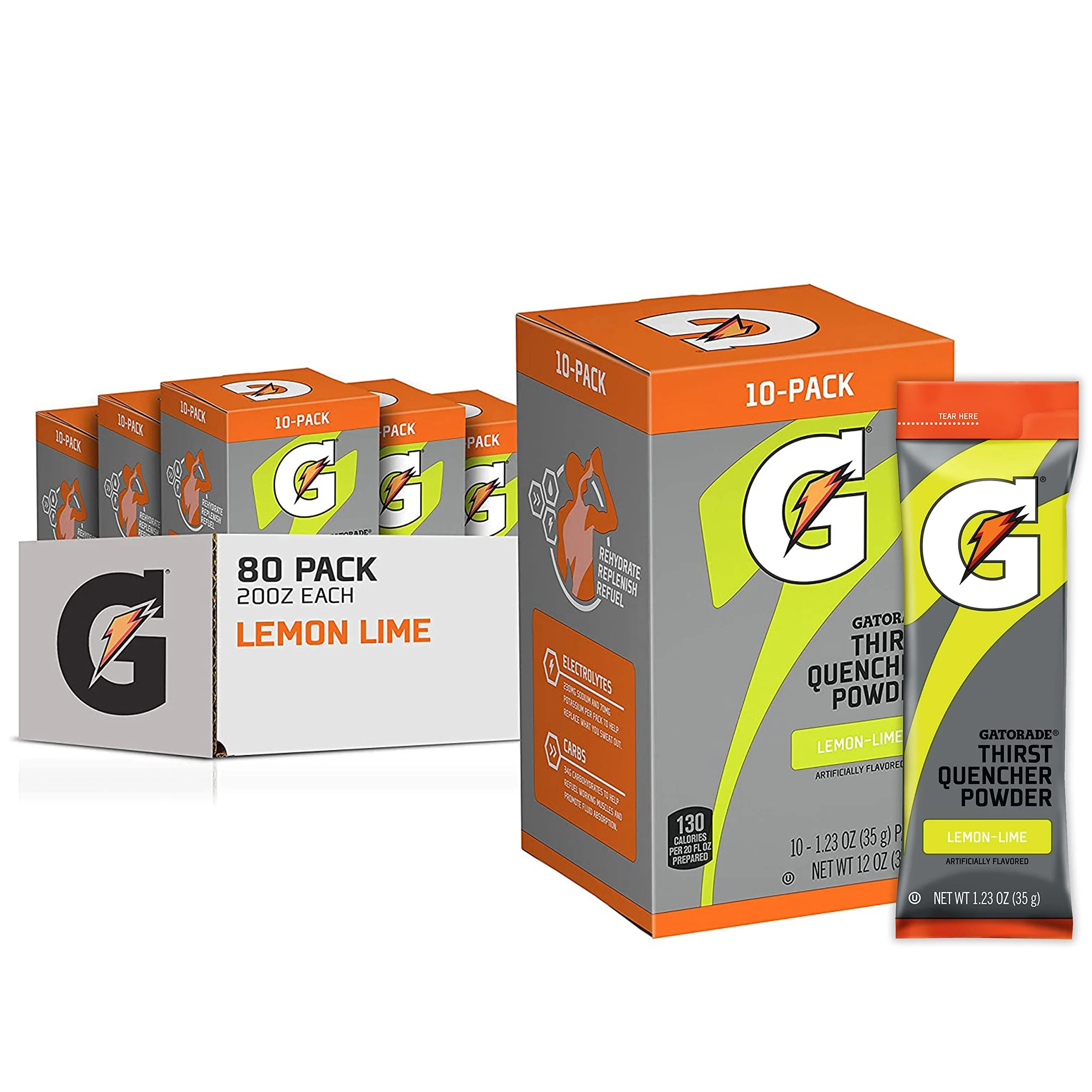 Gatorade Thirst Quencher Powder, Lemon Lime, 12 Oz( Pack of 8) Lemon Lime 1.23 Ounce (Pack of 80)
