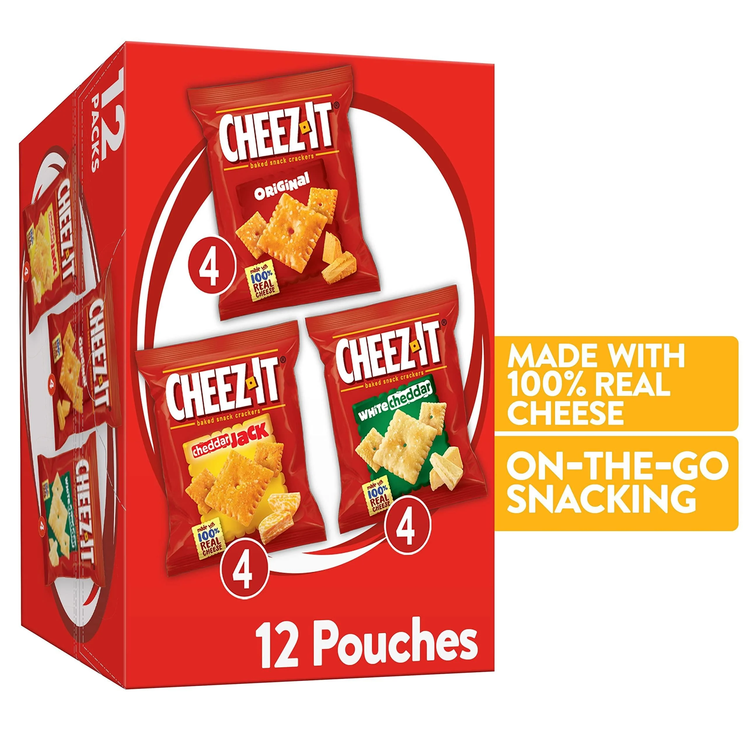 Cheez-It Cheese Crackers, Baked Snack Crackers, Office and Kids Snacks, Variety Pack, 12.1oz Box (12 Packs)