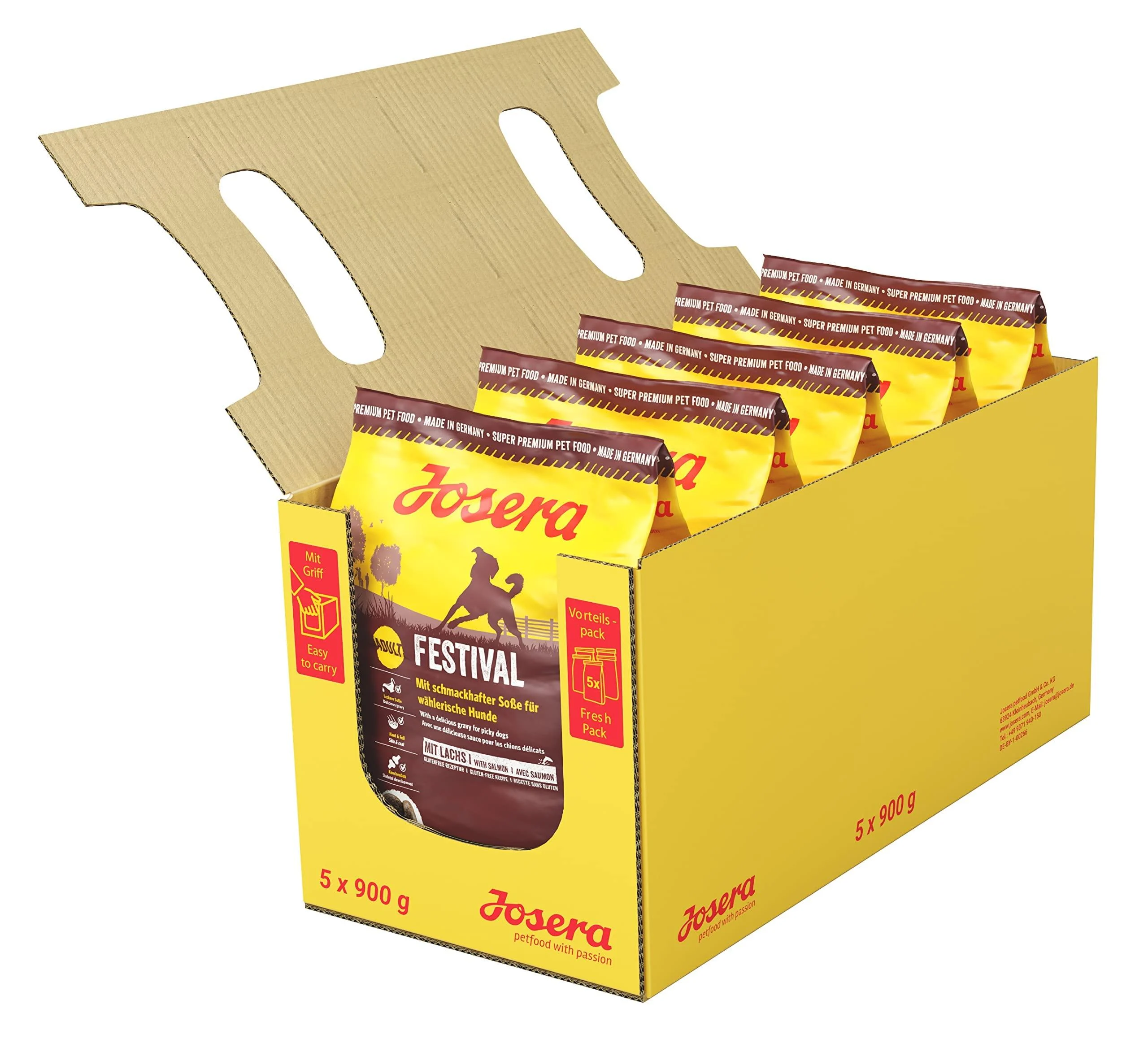 Josera Festival (5 x 900 g) |Dog food with delicious sauce coat |Super premium dry food for adult dogs |5 pack 900 g (5 Pack)