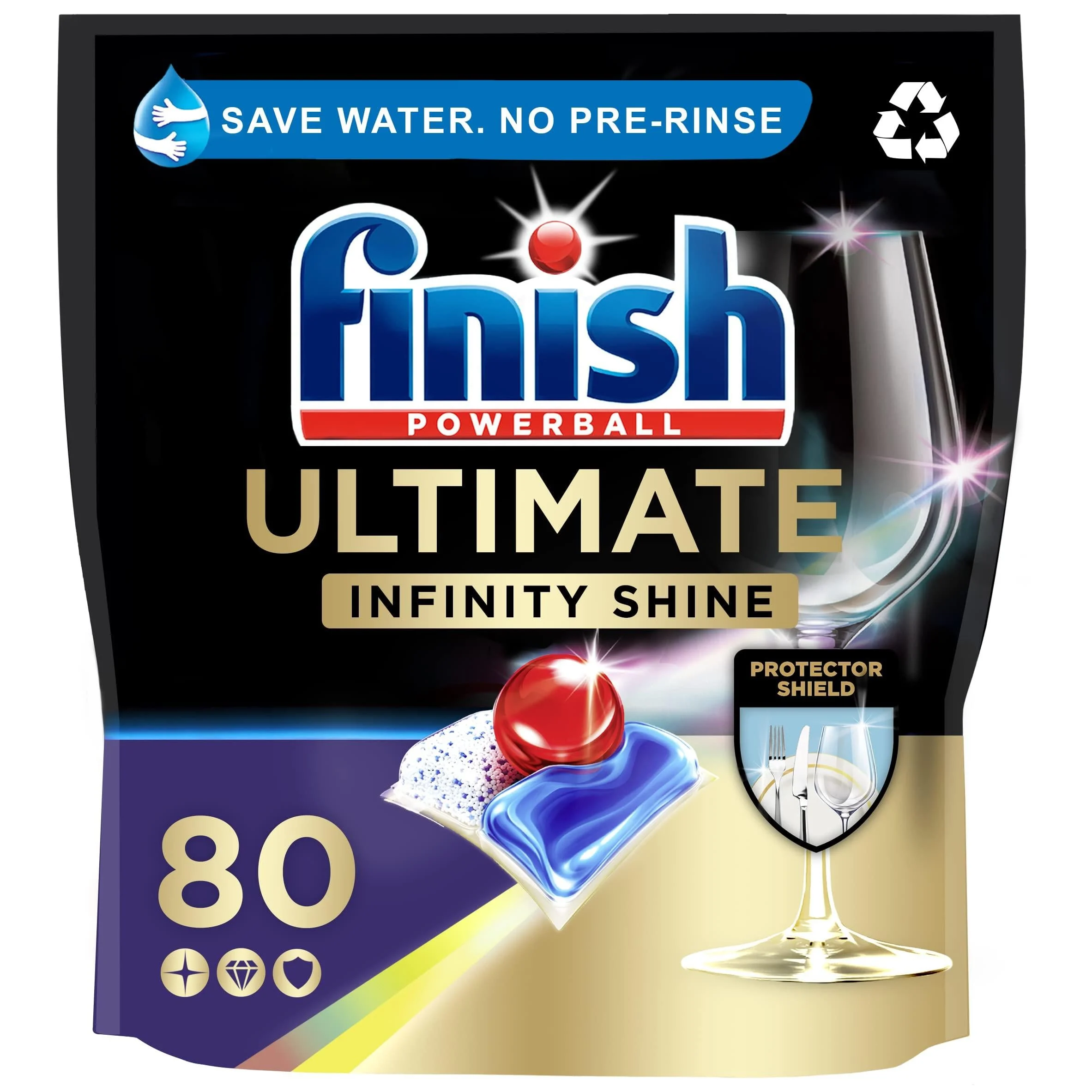 Finish Ultimate Infinity Shine Dishwasher Tablets Bulk Scent : Fresh Size : 80 Dishwasher tabs For Ultimate Clean and Diamond Shine