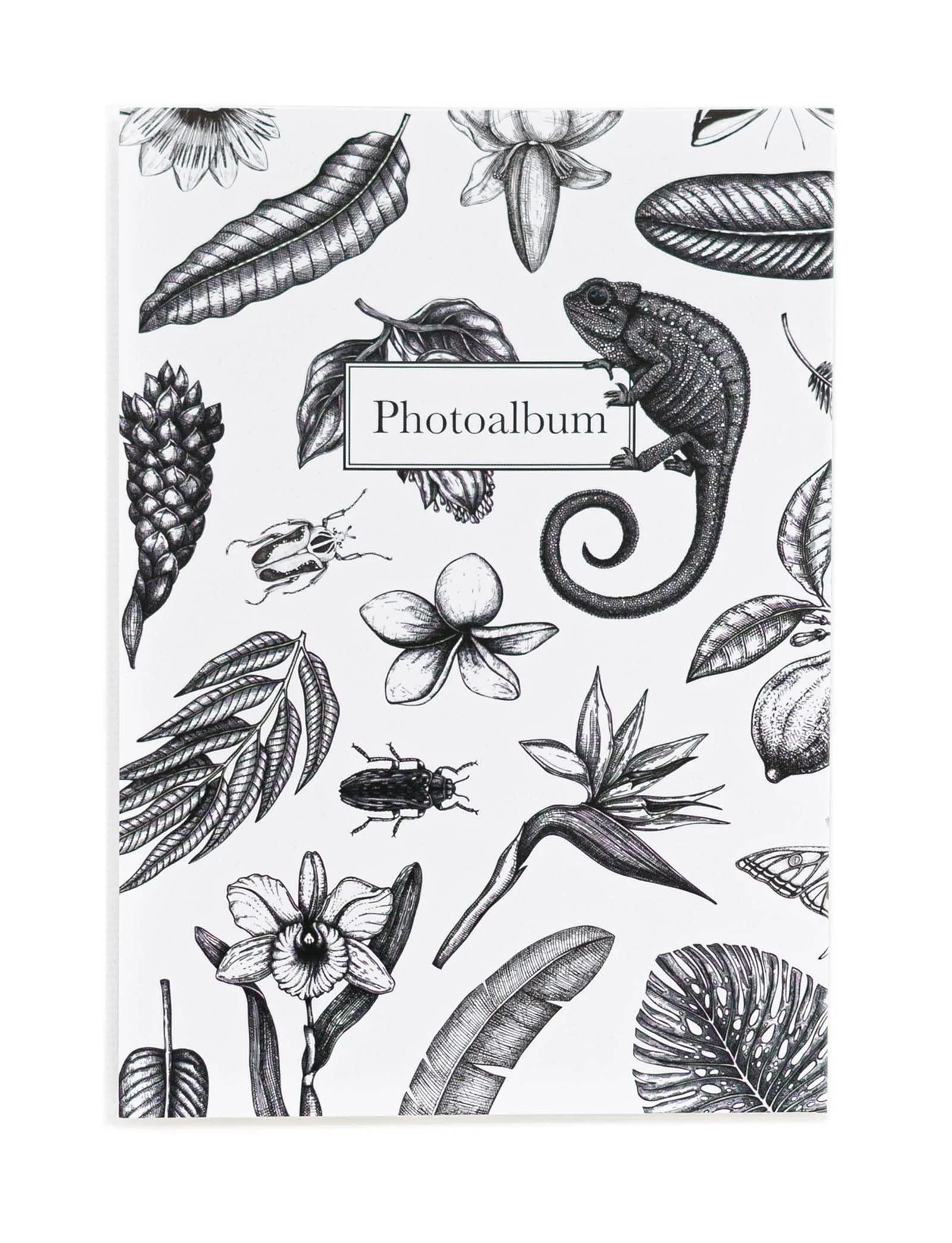 Grupo Erik Official Tropical BW Photo Album - 6x4 Photo Album / 10x15 cm - Family Photo Album 36 Pockets - Friend Gifts - Black and White - Photo Albums 6x4 36 photos - Photo Album Slip In