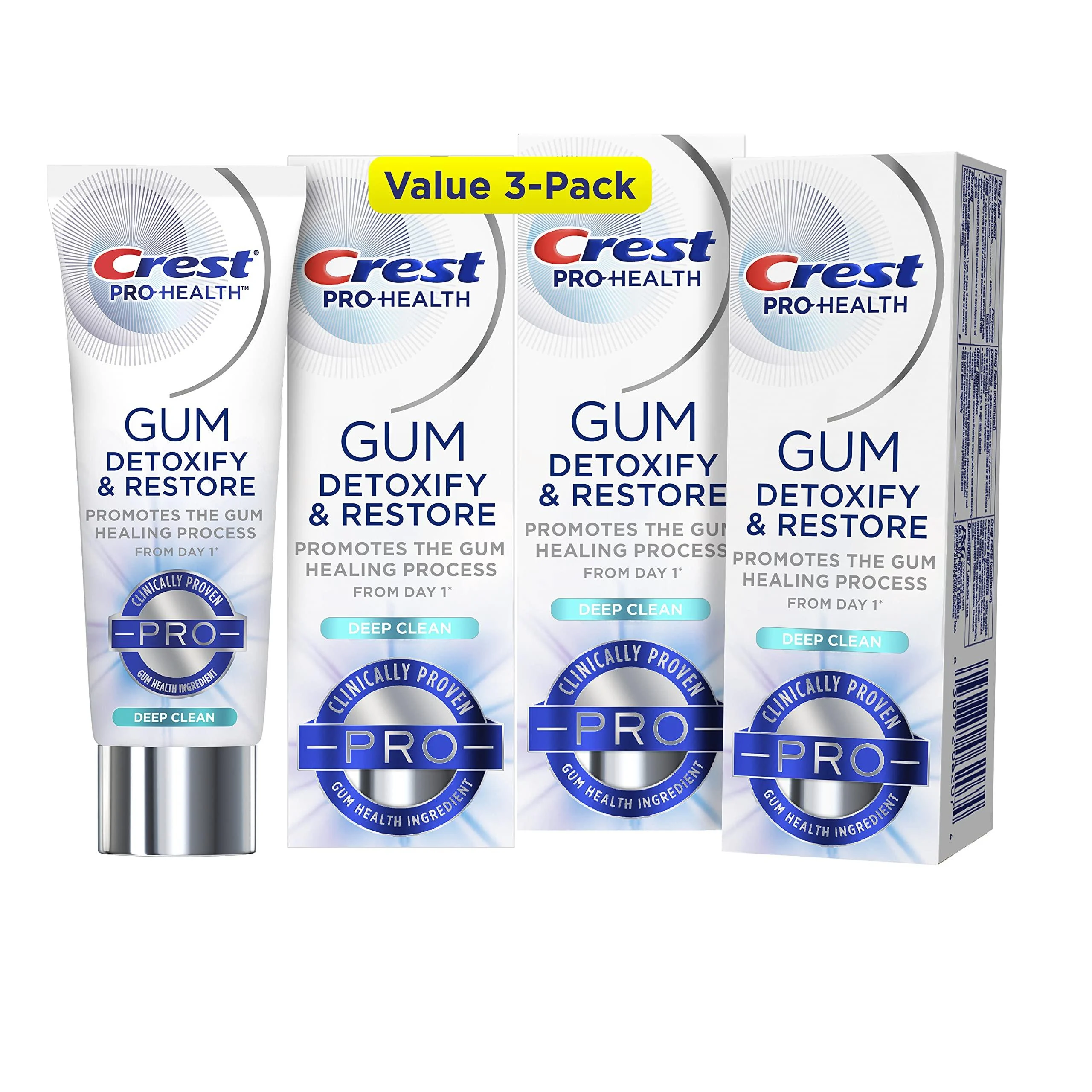 Crest Pro-Health Gum Detoxify and Restore Toothpaste, Deep Clean, 3.5 oz, Pack of 3 New