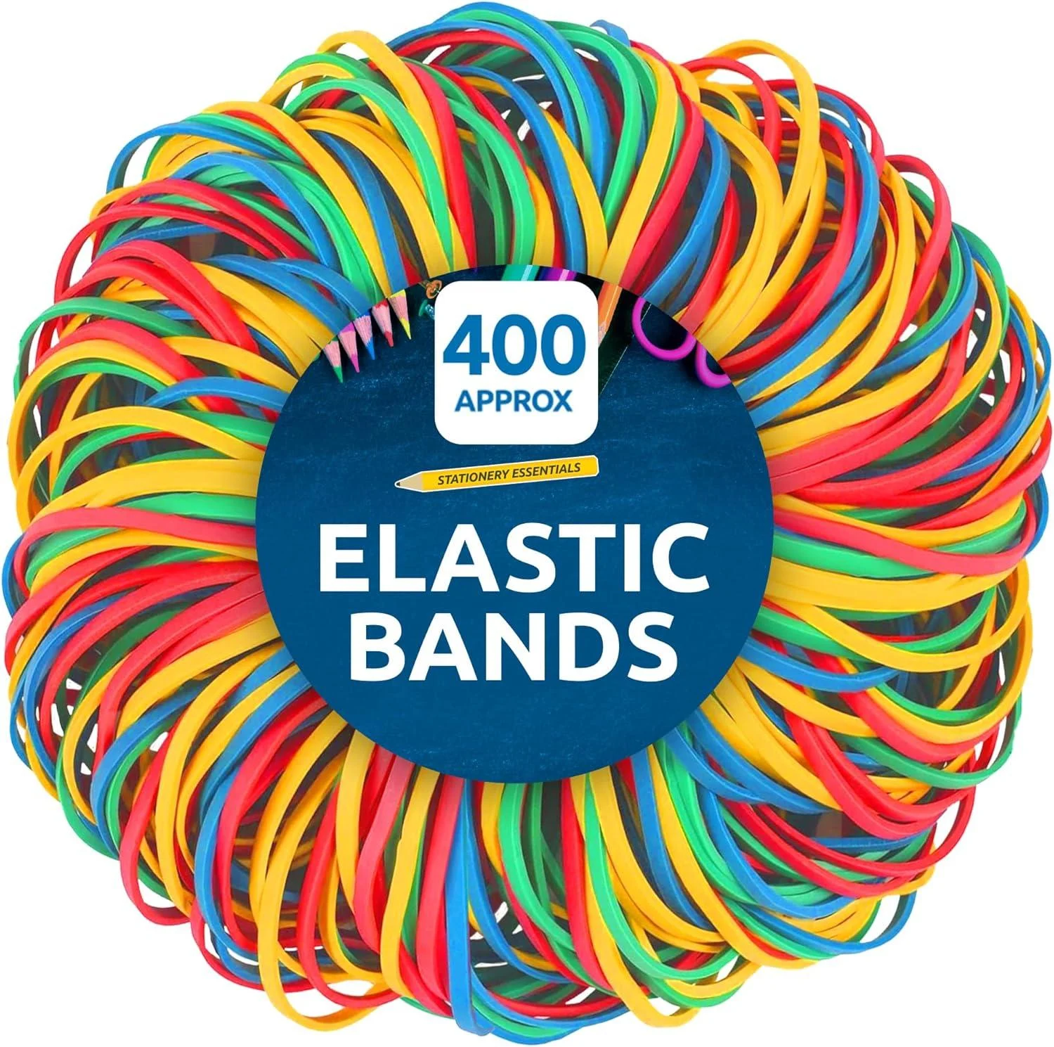 SOL Elastic Bands Rubber Bands Assorted Sizes Coloured Elastic Bands Assorted Sizes Paper Wristband 400 pk