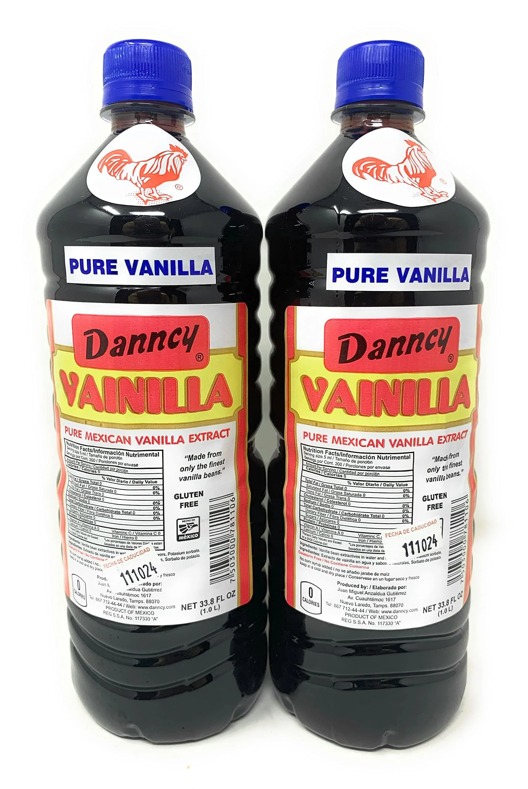 2 X Danncy Dark Pure Mexican Vanilla Extract From Mexico 33oz Each 2 Plastic Bottle Lot Sealed mexican-vanilla