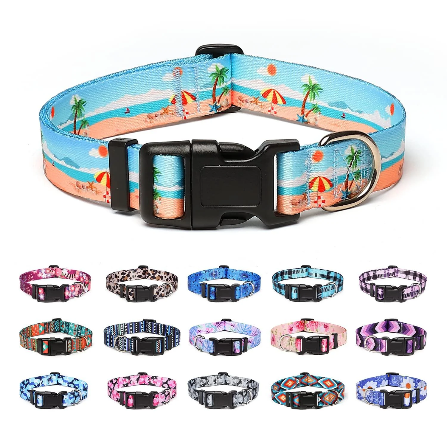 Suredoo dog collar adjustable soft & comfort nylon dog collar for small medium-sized dog puppies (s beach) s (neck circumference 25-40 cm width 1.5 cm) beach