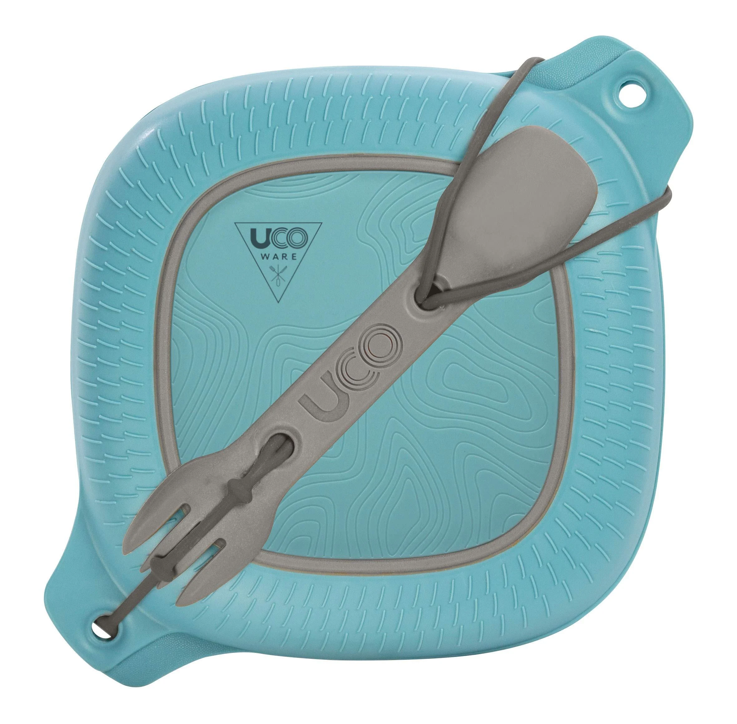 UCO 4-Piece Camping Mess Kit with Bowl, Plate and 3-in-1 Spork Utensil Set Blue