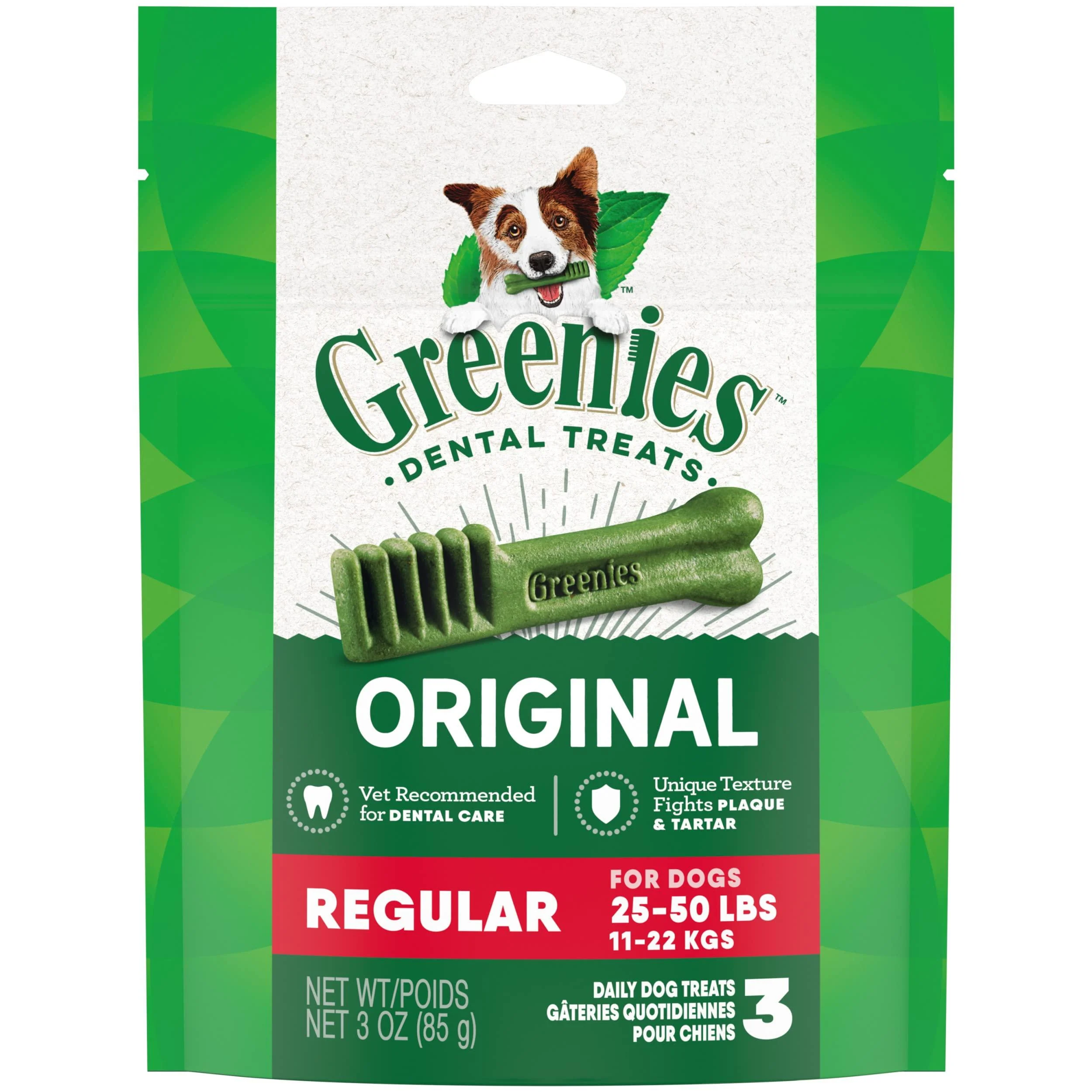 Greenies Original Regular Natural Dental Dog Treats (25-50lb. Dogs)