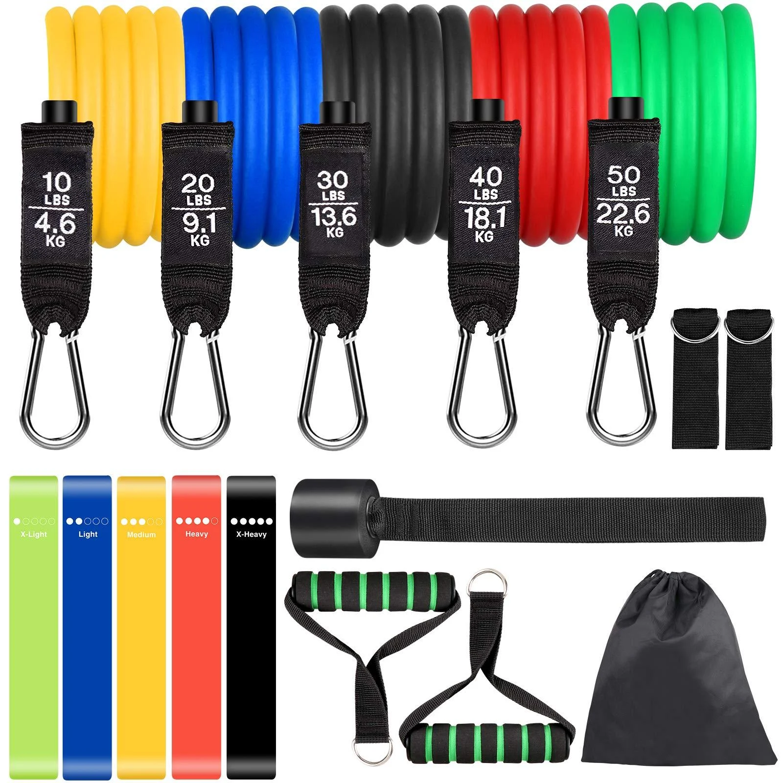 Sensyne Resistance Bands Set 16PCS Exercise Band for Working Out Up to 150 lbs for Indoor and Outdoor Sports Fitness Suspension Speed Strength Baseball Softball Training Home Gym Yoga