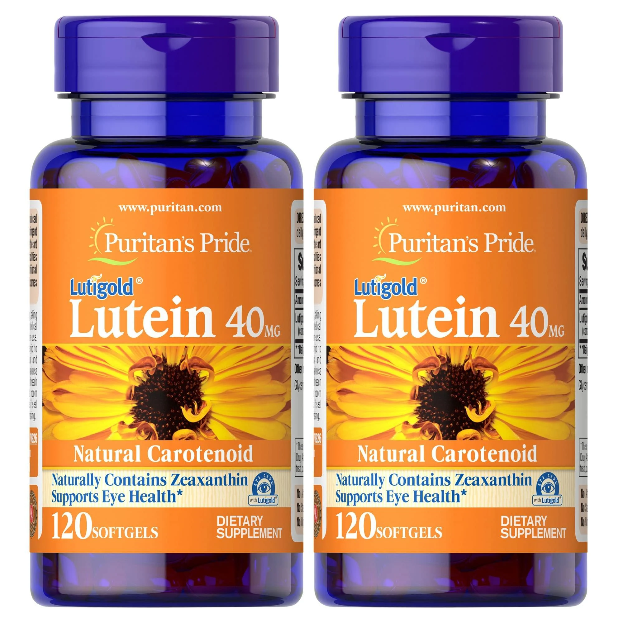 Puritan's Pride Lutein 40mg With Zeaxanthin Supports Eye Health 120 Count (Pack of 2) 120.0 Servings (Pack of 2)