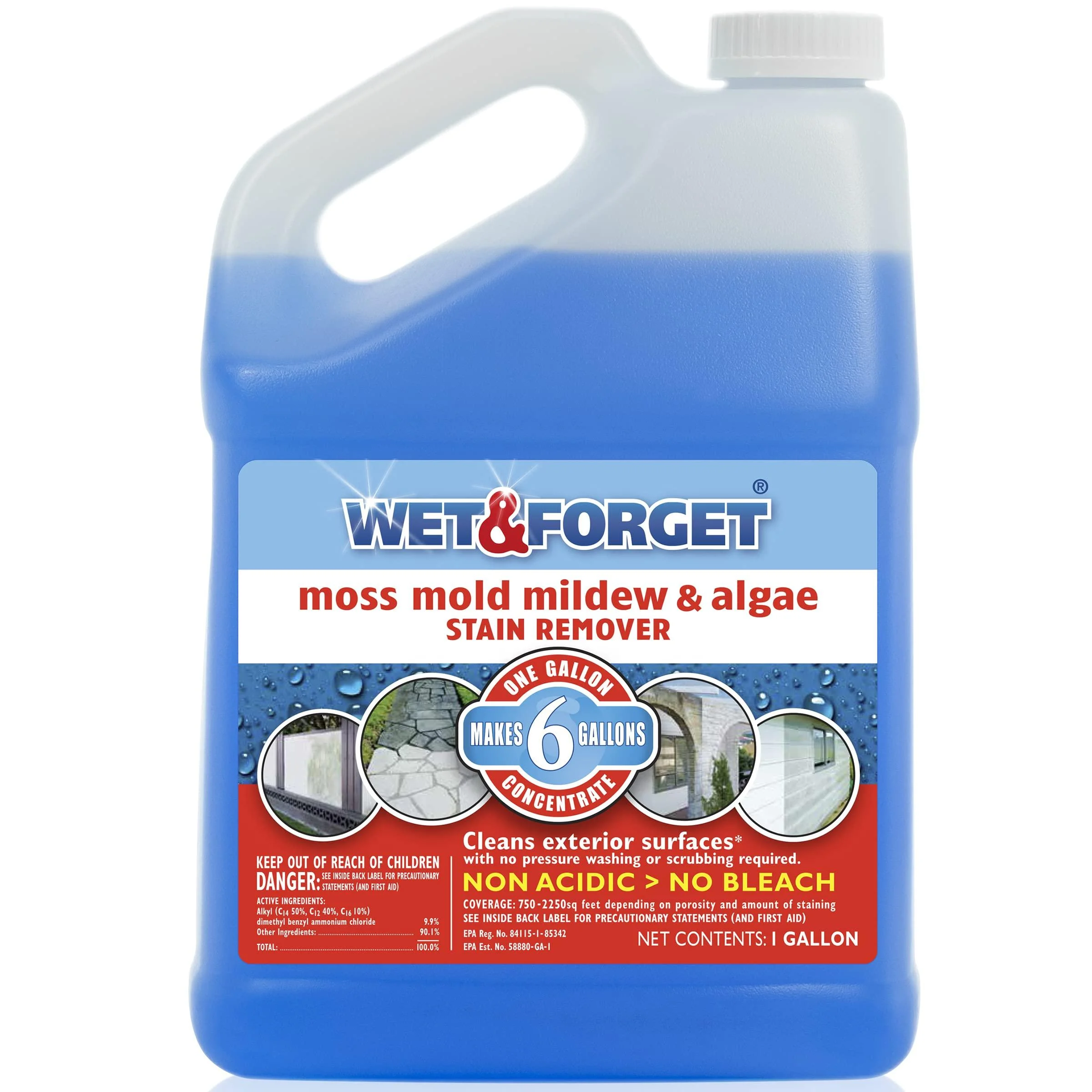 Wet Forget Moss Mold Mildew Algae Stain Remover Multi-Surface Outdoor Cleaner Concentrate Original 128 Fluid Ounces