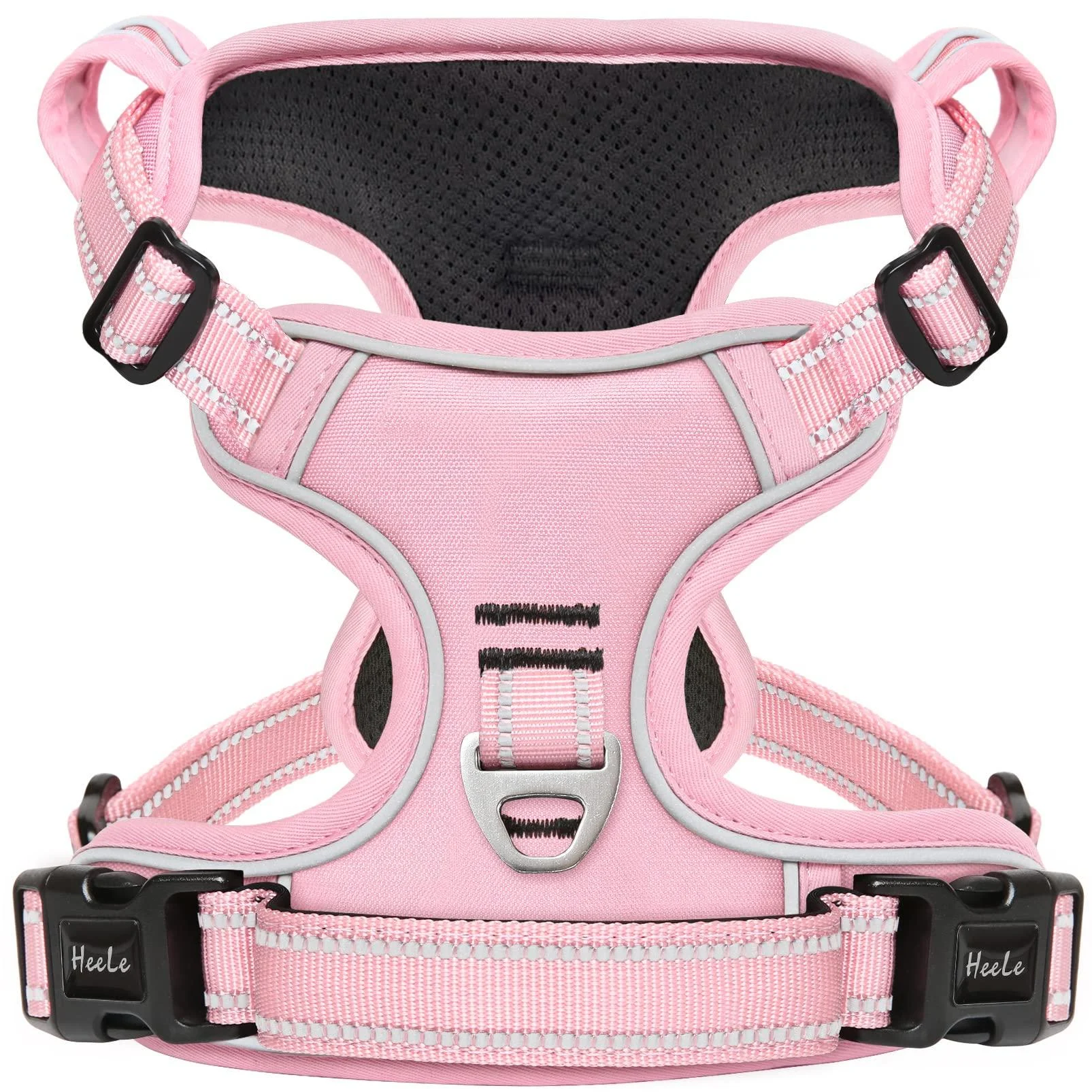 Heele dog crockery no-pull dog harness breast dishes for medium-sized dogs softly breathable-adjustable reflective dog harness Anti pull with padded handle pink m m uni-pink