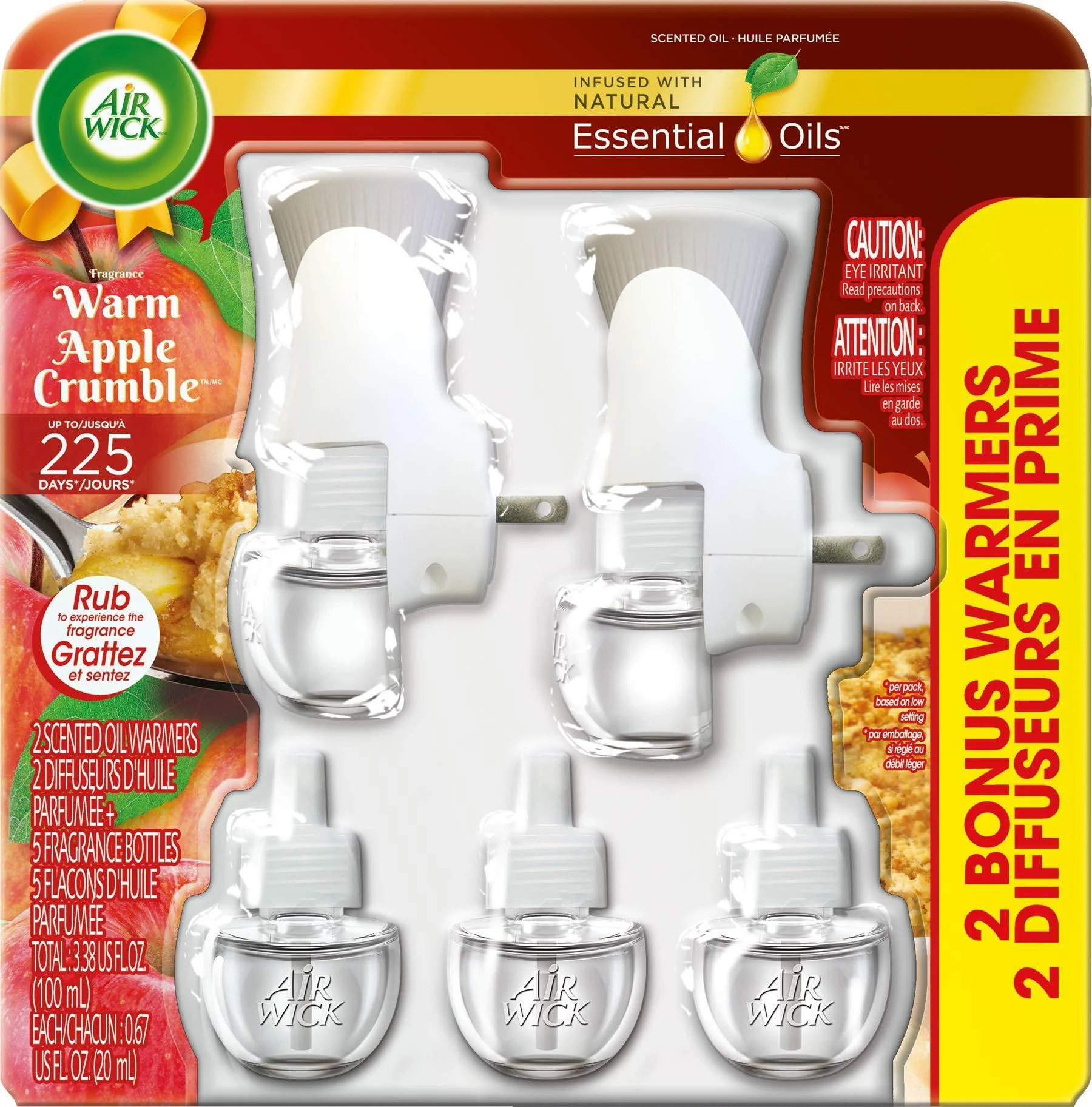 Air Wick Holiday Scented Oil Kit Warm Apple Crumble (2 Warmers + 5 Refills)