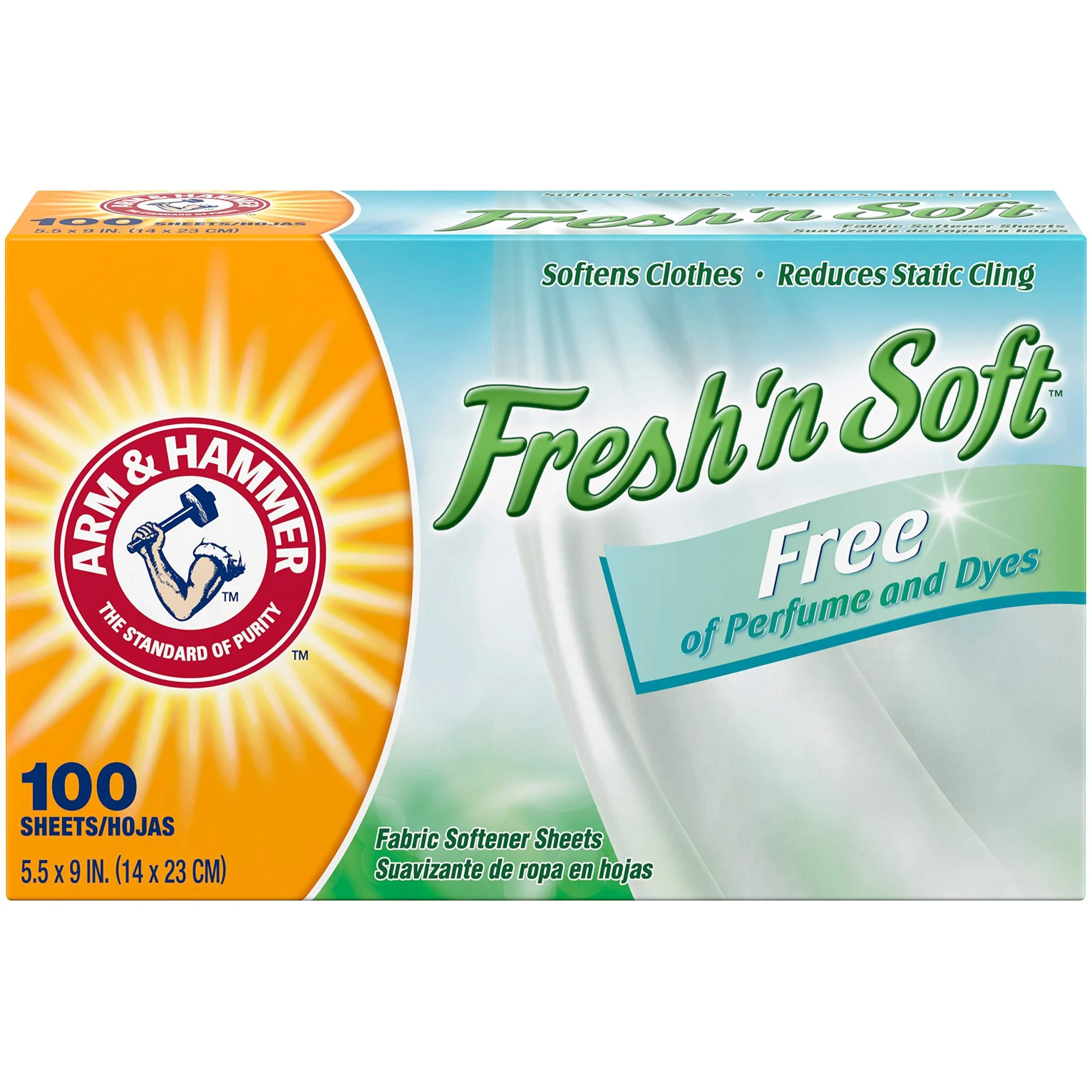 ARM & HAMMER Fabric Softener Sheets Free of Perfumes and Dyes 100 ct