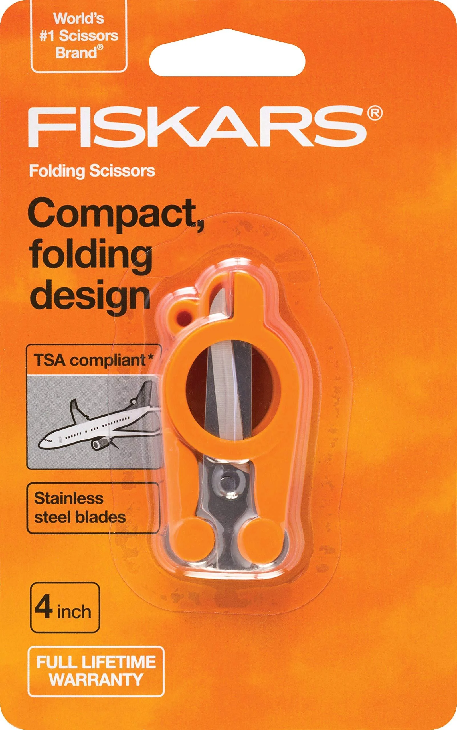 Fiskars 01-005434 Travel Folding Scissors, 4 Inch, Orange