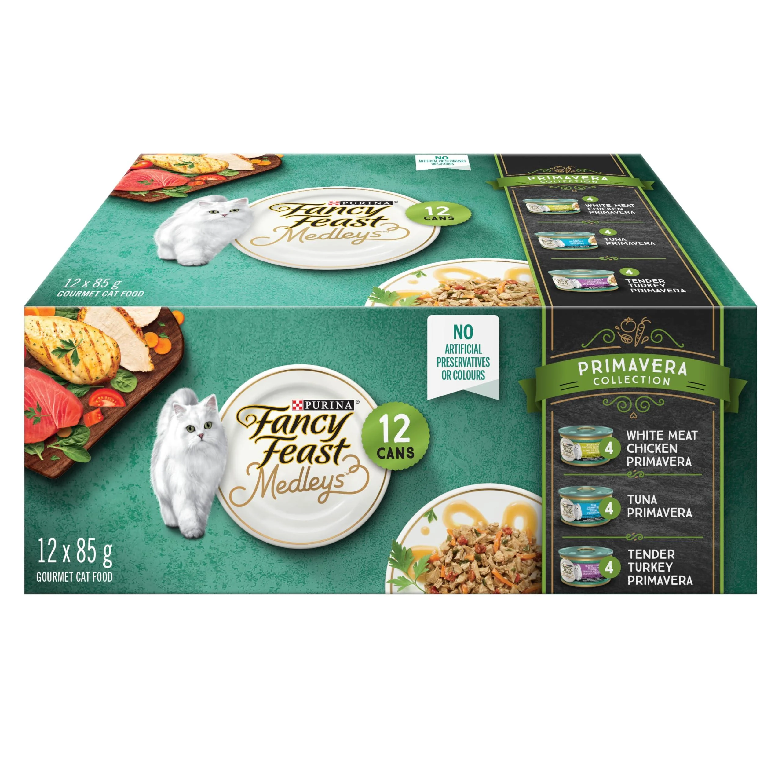 Fancy Feast Medleys Wet Cat Food Primavera Collection Variety Pack 3 Flavours - 85 g Can (12 Pack)