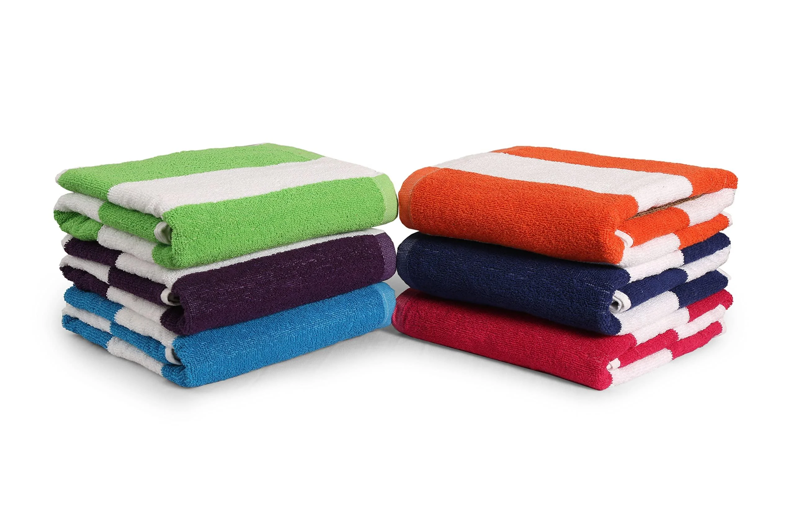 BolBom's,6 Piece Bath Towel,100% Cotton Cabana Stripe Beach Towel,Oversize 30" x 60Quick Dry Absorbent Lightweight Towel for Bath,Travel,Swim,Pool,Yoga,Hotel,Parties,Guests & Perfect for Daily Use - BolBom*S